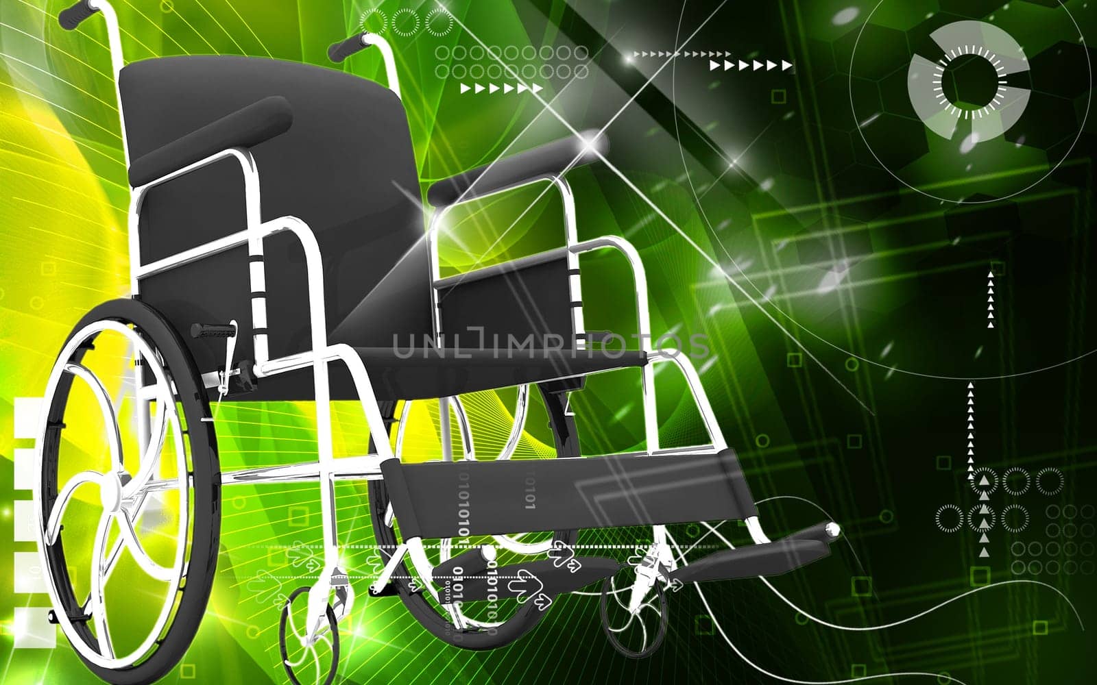 Digital Illustration of wheel chair in colour background