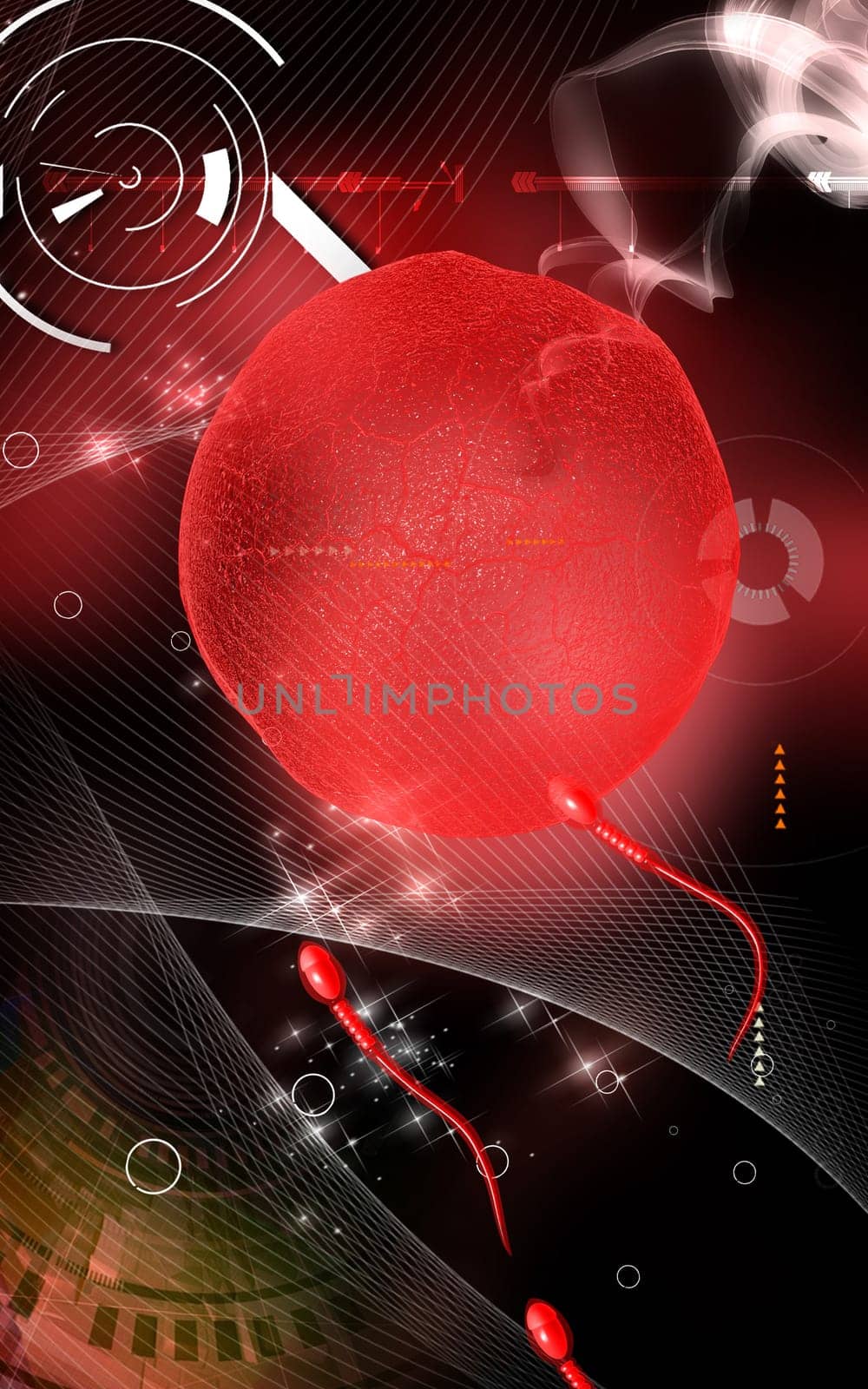 Digital illustration of sperm in colour background