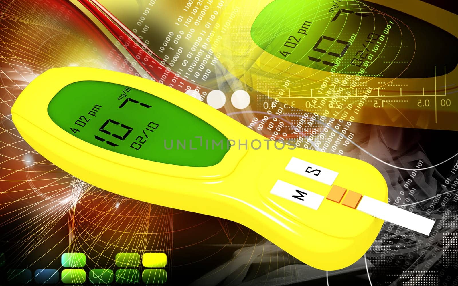 Digital illustration of Glocometre in colour background