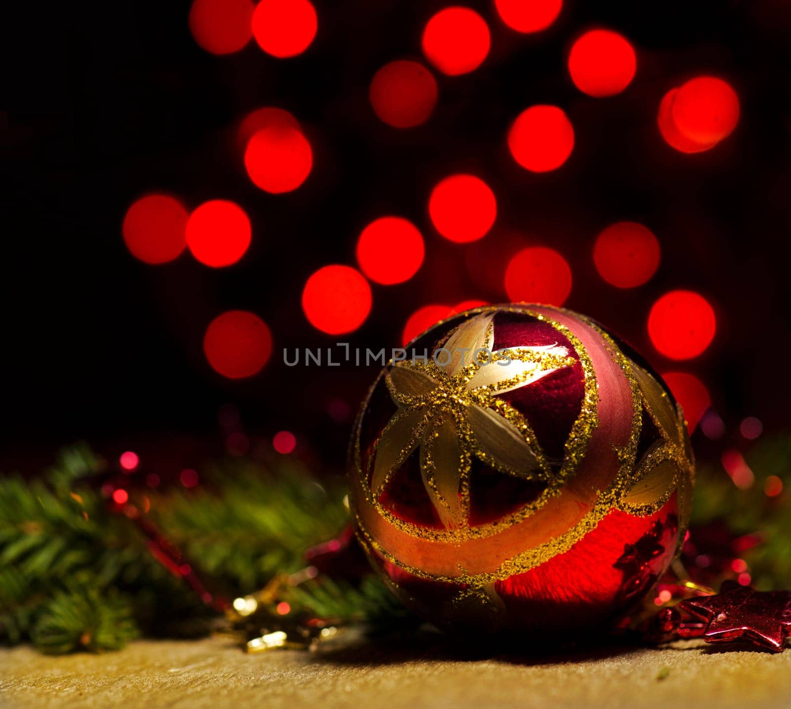 Christmas ornament with red lights
