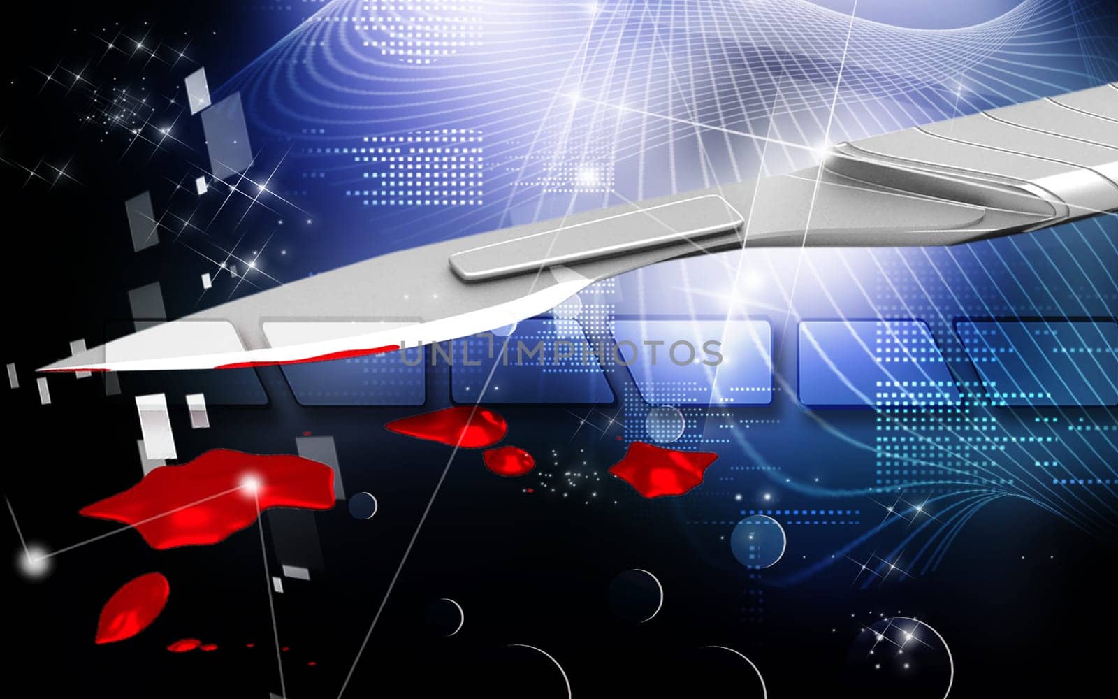 Digital illustration of Surgical knife in colour background