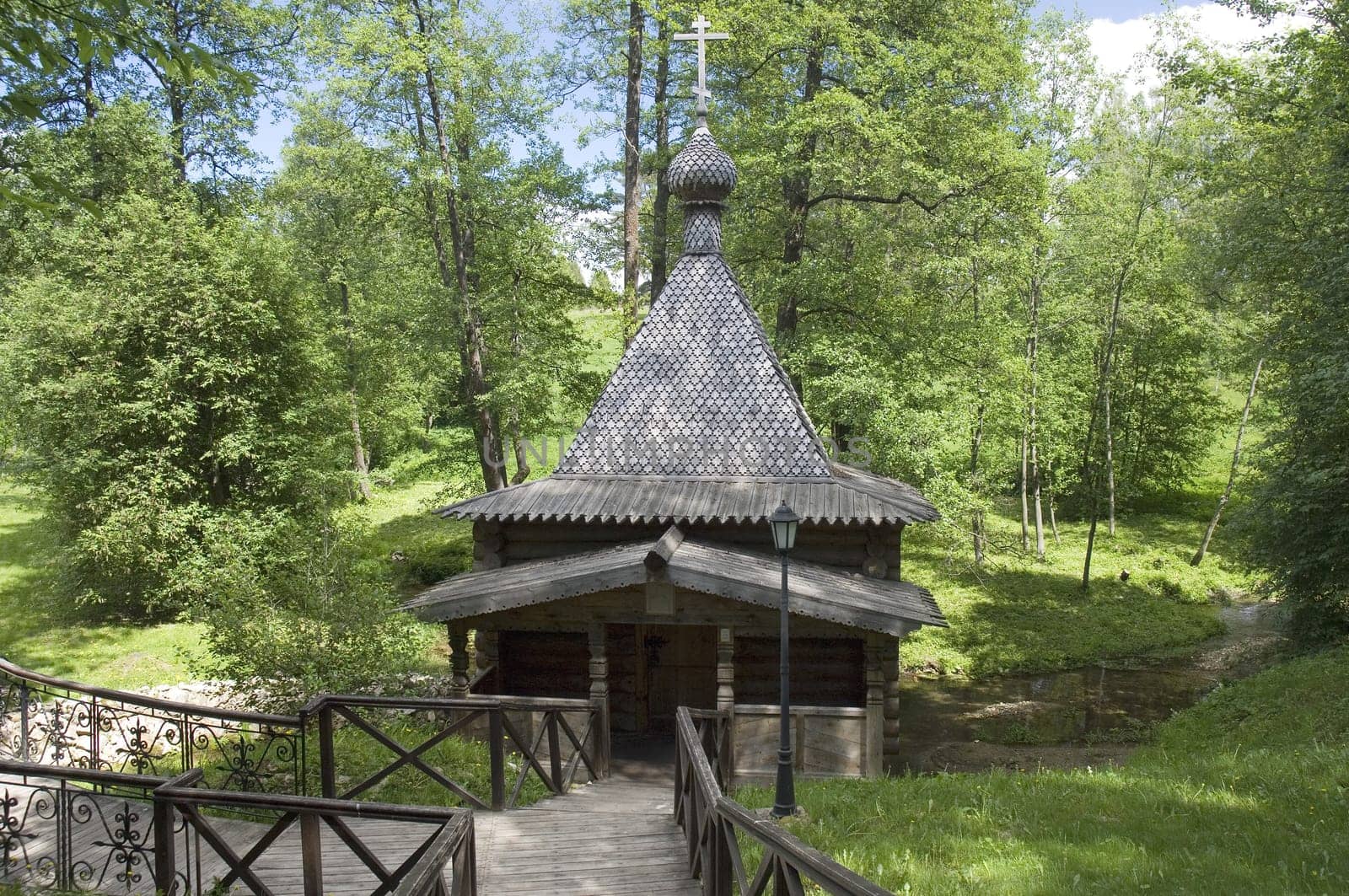 Font in the David`s sacred source in Talezh village. Moscow region, Russia