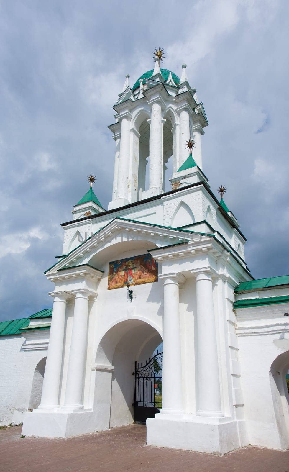 Spaso-Yakovlevsky Monastery situated to the left from the Rostov kremlin on the Rostov's outskirts. Russian towns that  includes in Golden Ring