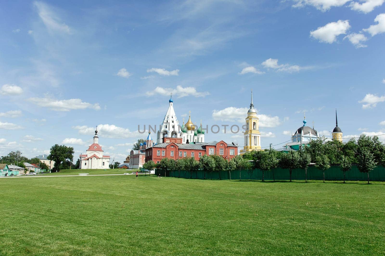 Historical center of the town Kolomna. Big field and a lot of churches shows the marvelous orthodox power of Russia