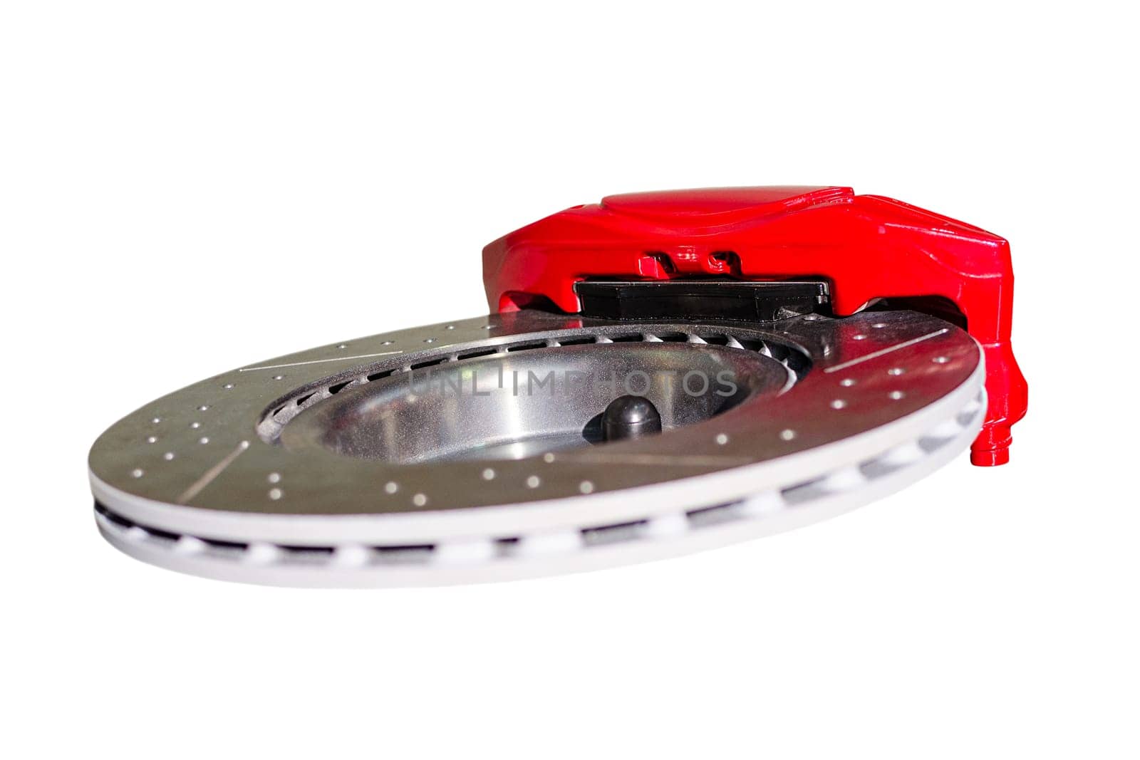 Mechanism of automobile disc brakes system isolated on white