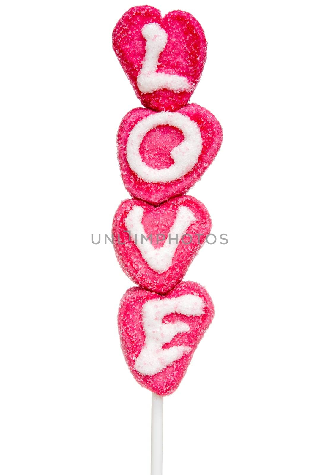 Love lolly made from marzipan, for Valentine's day