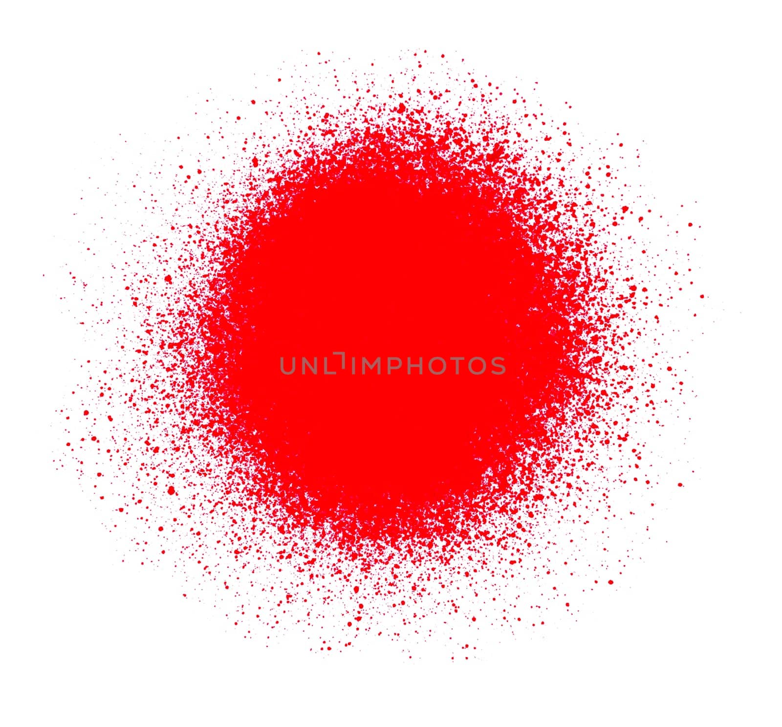 Sprayed red paint spot