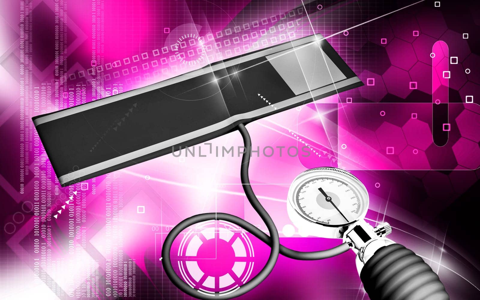 Digital illustration of sphygmomanometer in colour background