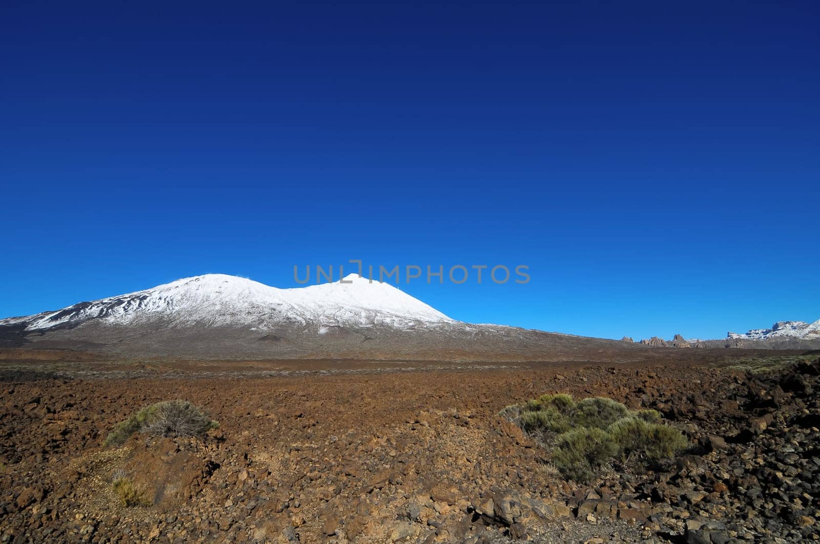 Snow Desert Landscape in Volcan Teide National Park, Tenerife, Canary Island, Spain