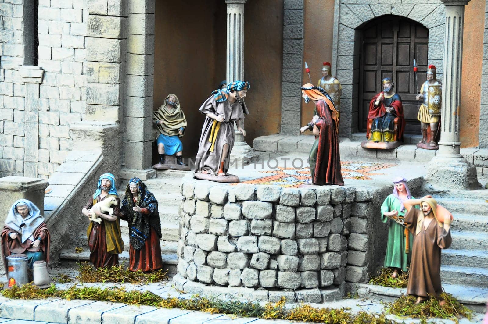 Traditional European Statuette in a Christmas Crib Nativity Scene