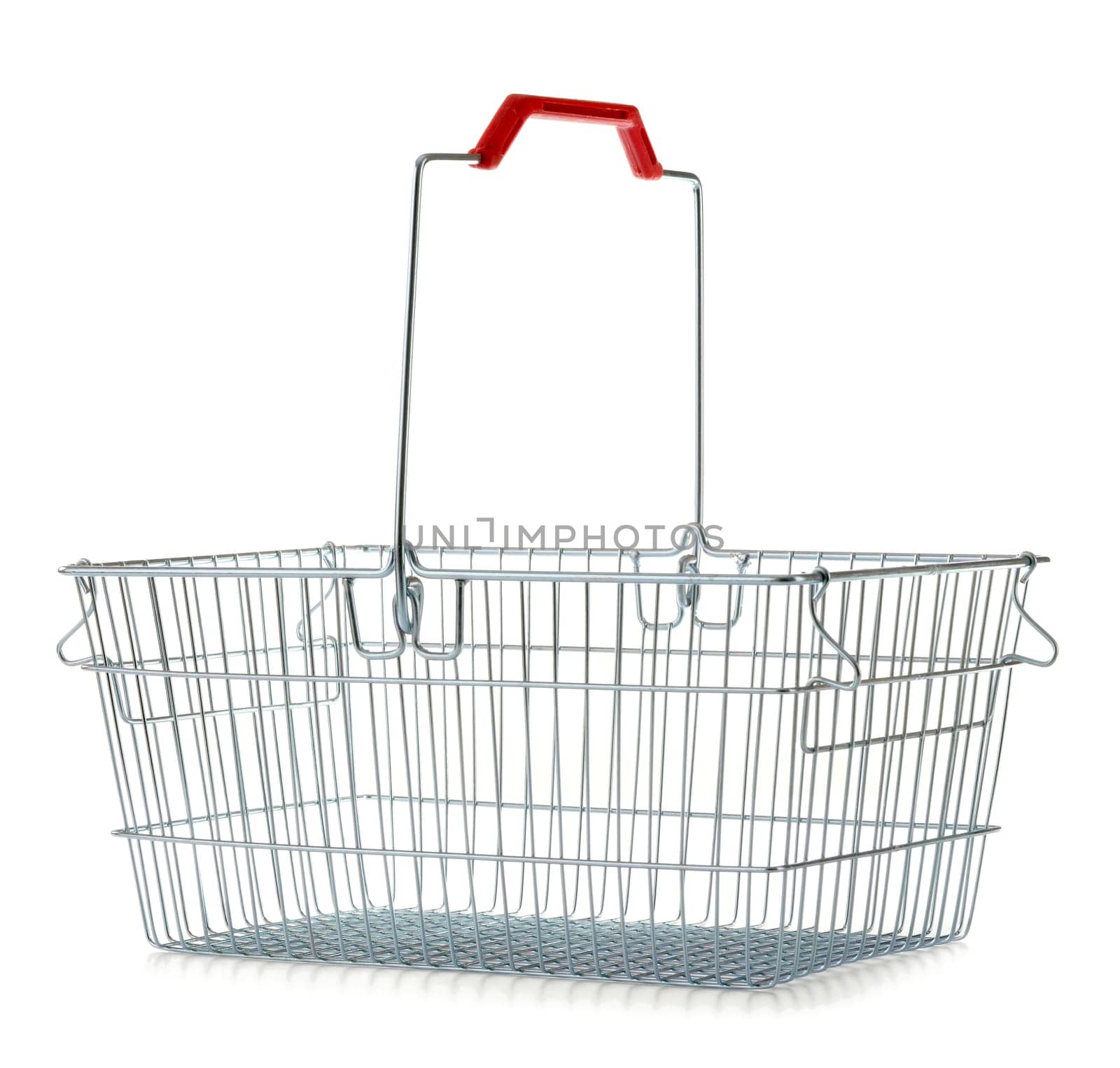 Empty wire shopping basket isolated on white