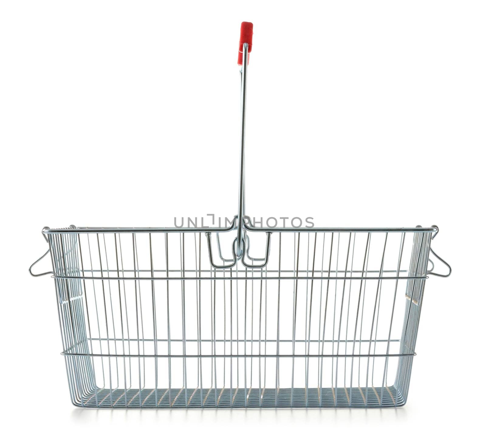 Empty wire shopping basket isolated on white