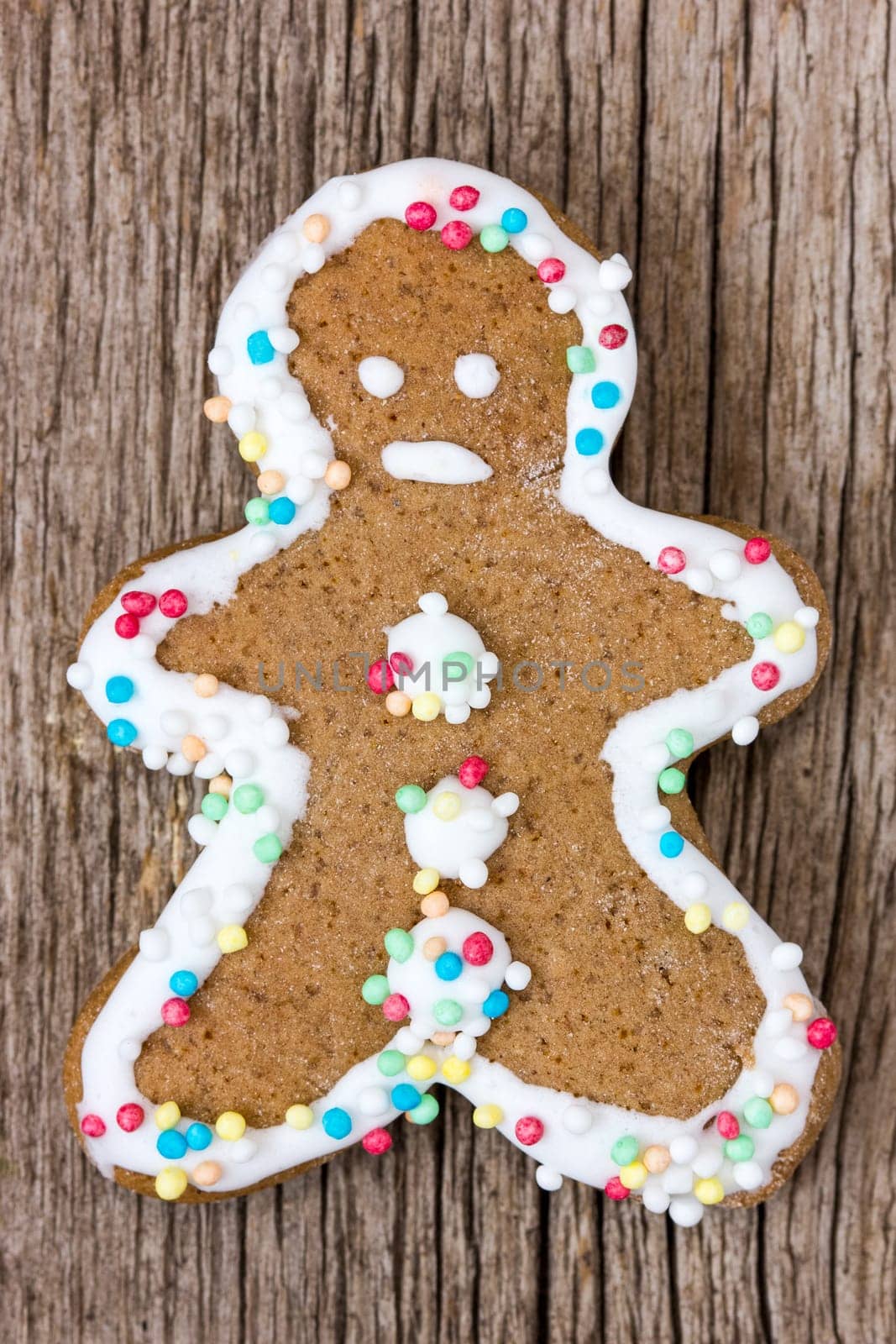 Homemade gingerbread cookie on the wooden background