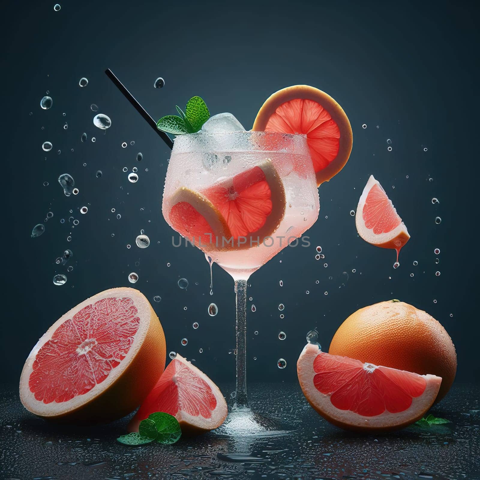 Beautiful picture with water drops, fruits. High quality photo