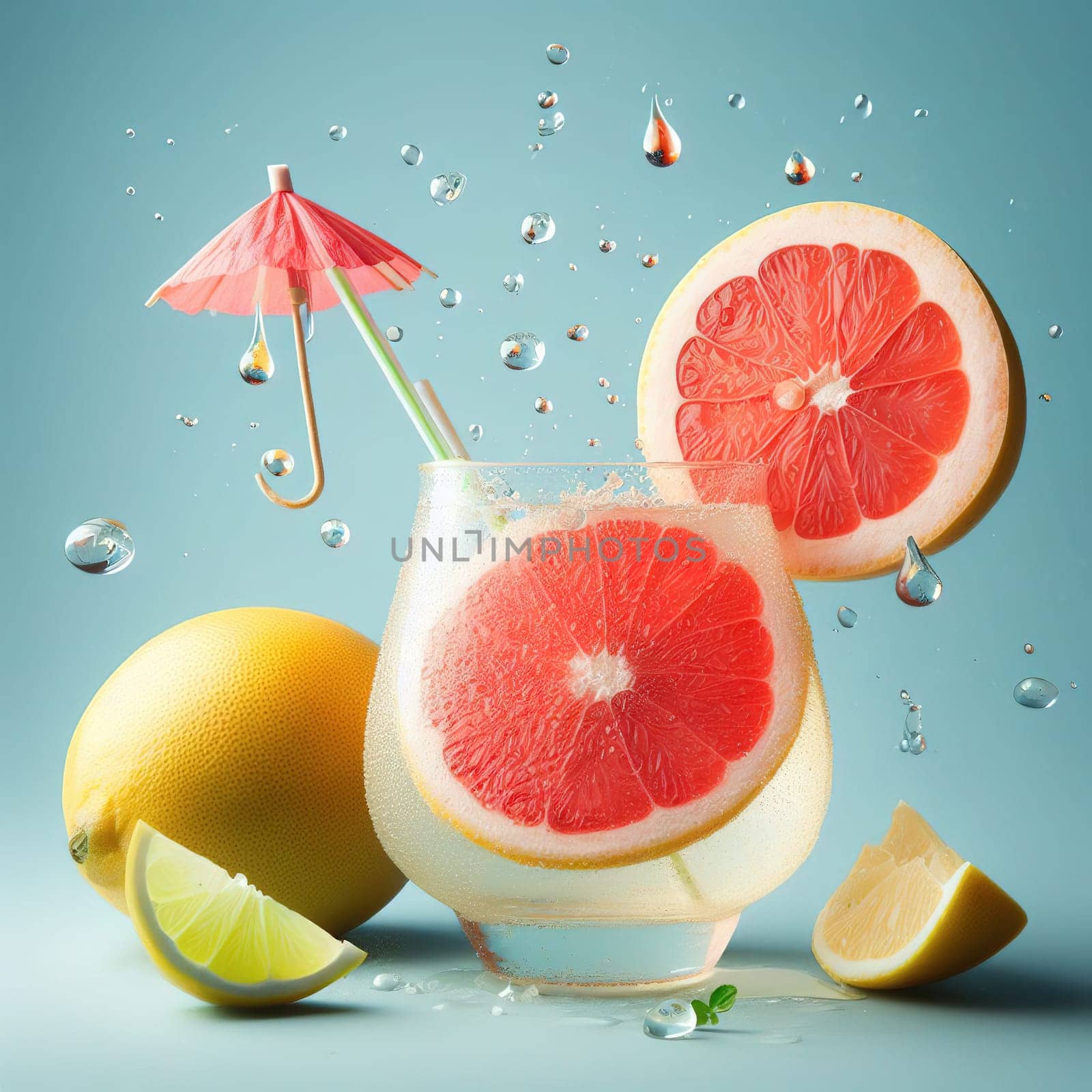 Beautiful picture with water drops, fruits. High quality photo
