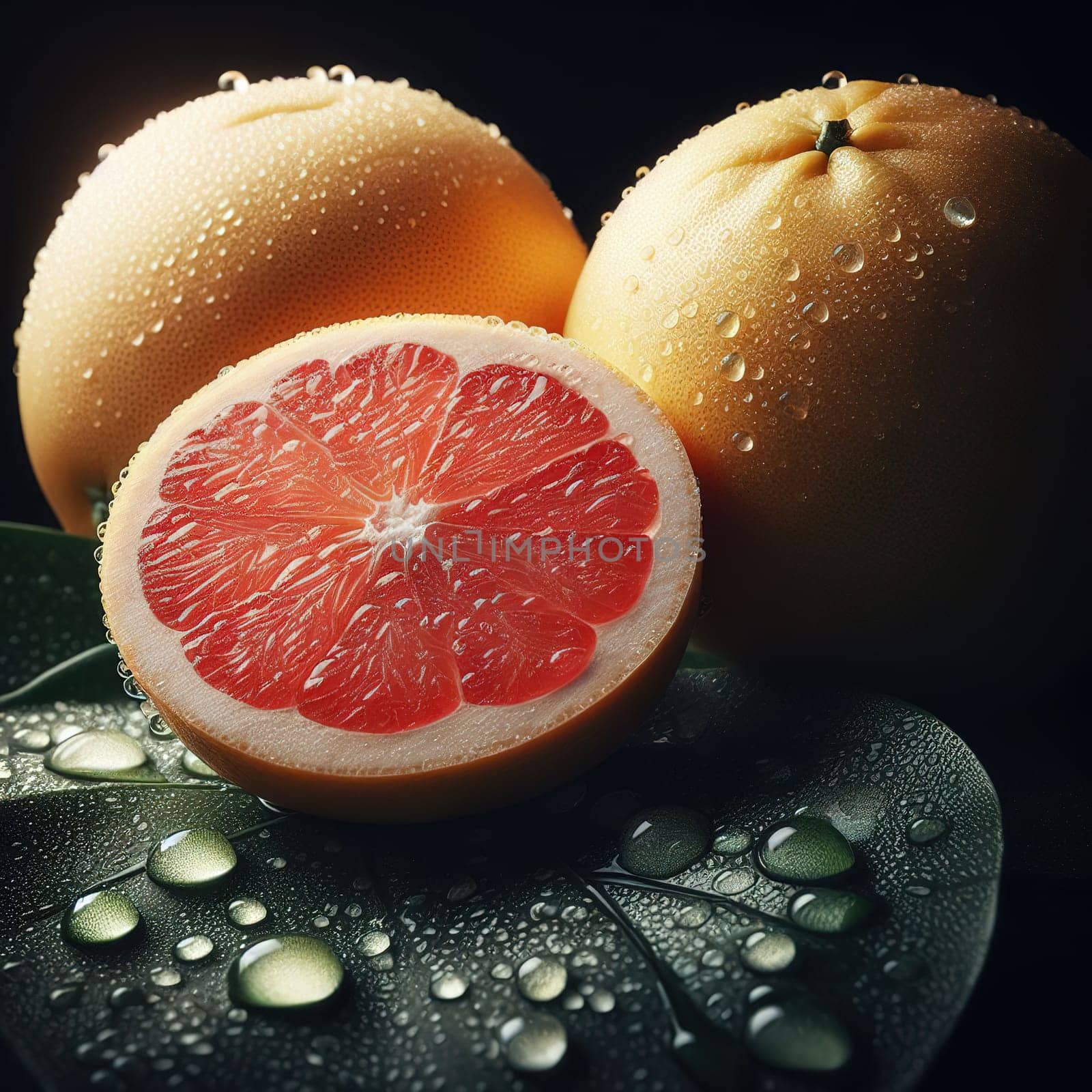 Beautiful picture with water drops, fruits. High quality photo