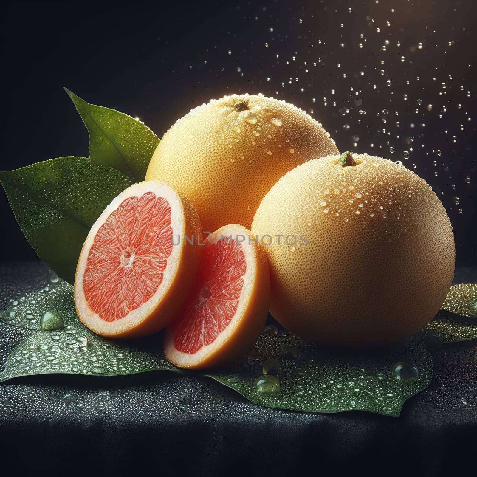 Beautiful picture with water drops, fruits. High quality photo