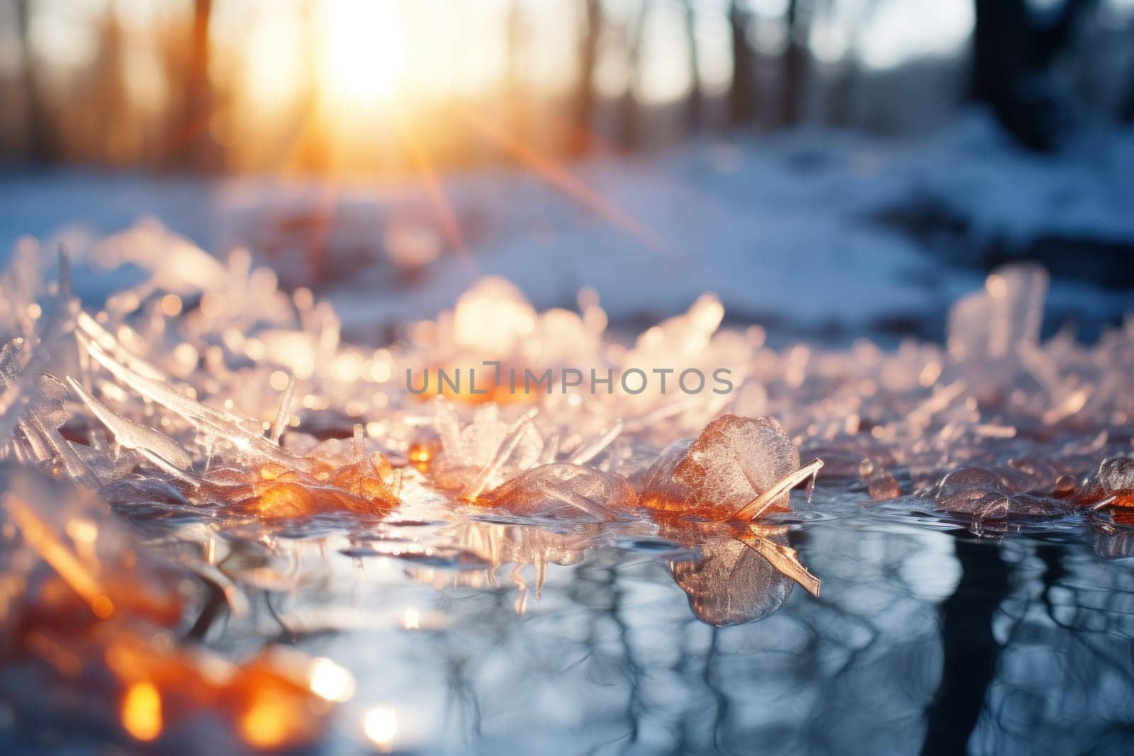 An exquisite visual representation of winter's enchantment, featuring frozen lakes, rivers, and ponds.