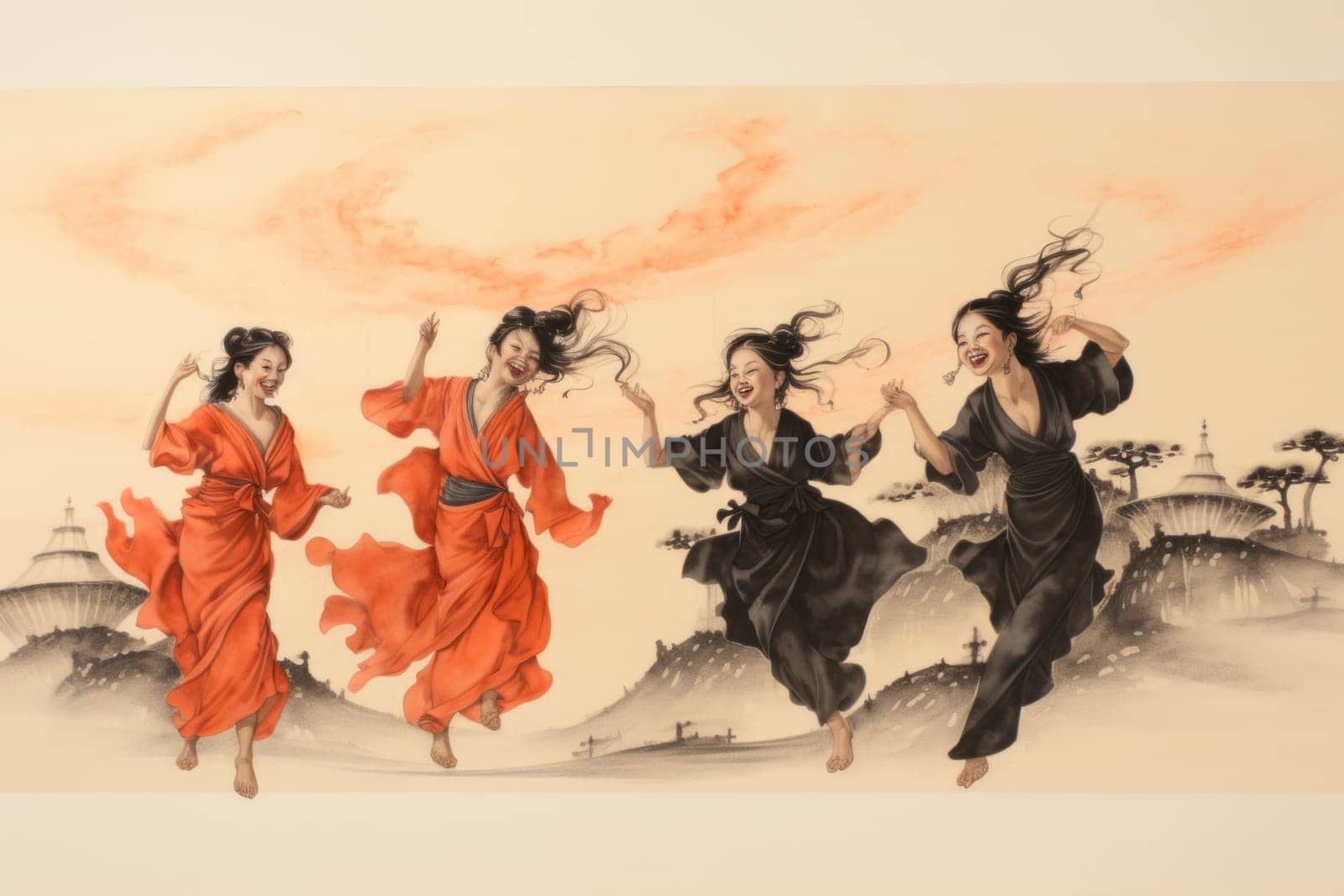 A whimsical portrayal of mischievous laughter sprites, their infectious joy and mirth radiating as they frolic through enchanted meadows.