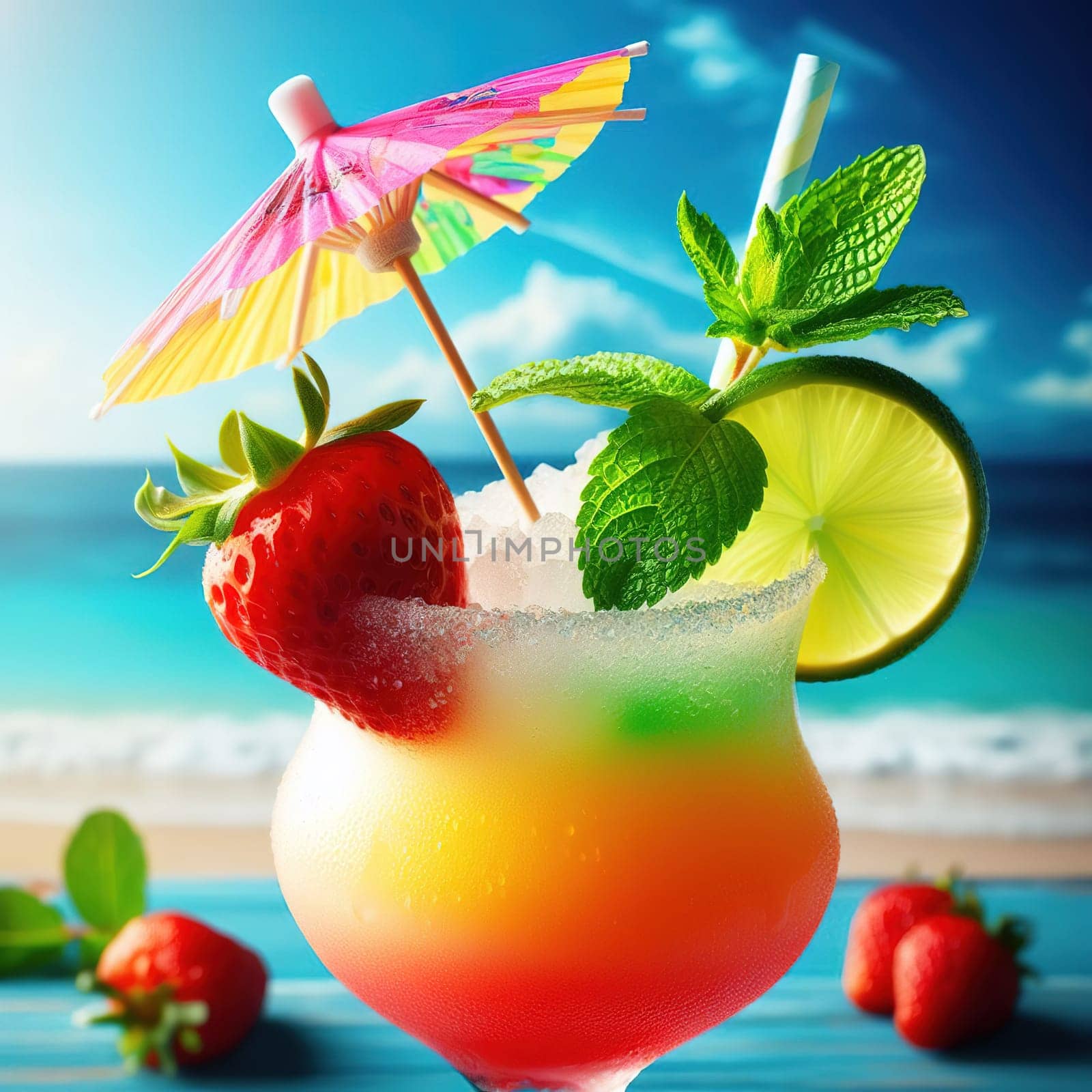 A beautiful picture of a refreshing cocktail. Generative AI. High quality illustration