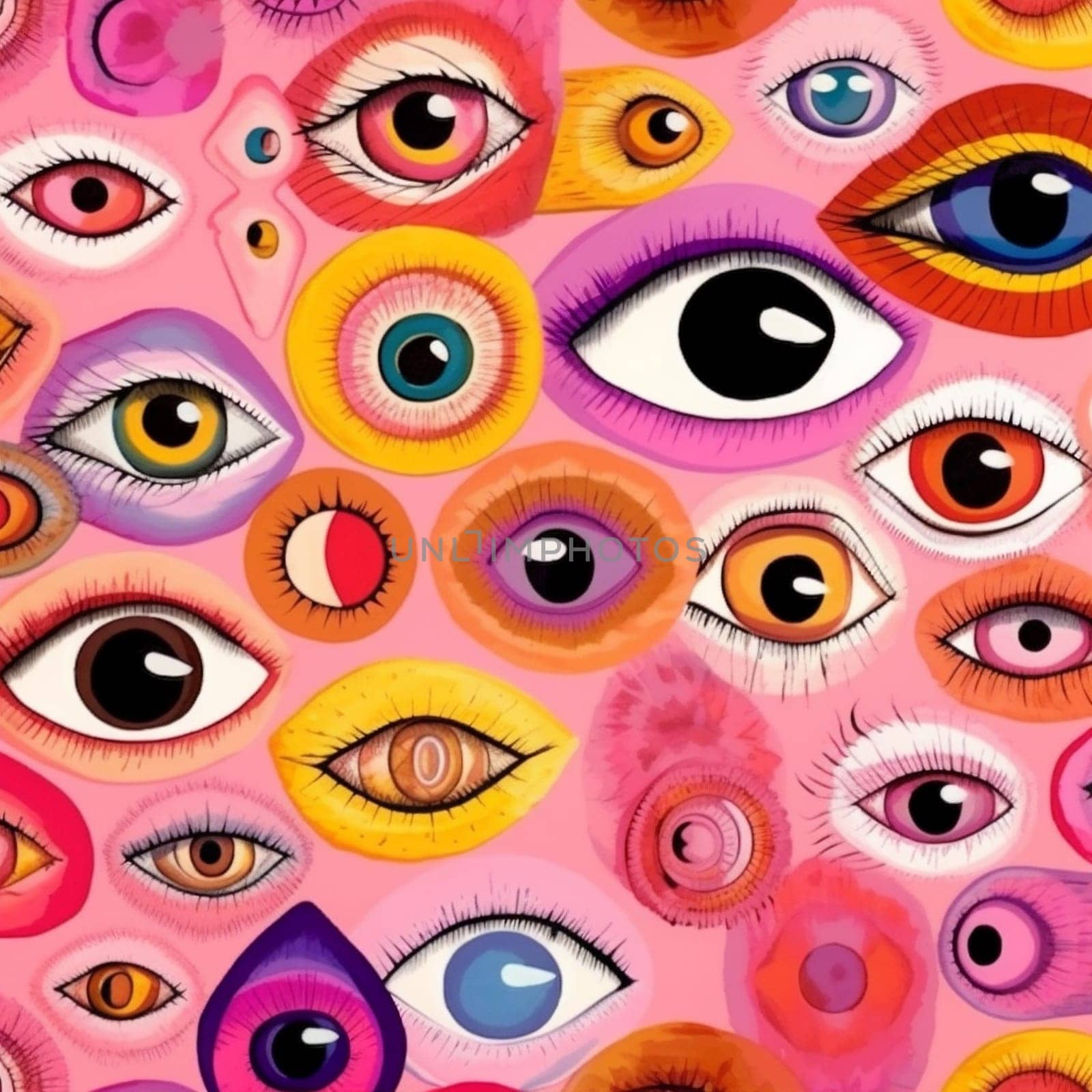 pattern design illustration seamless eye doodle spiritual pink abstract background blue. Generative AI. by Vichizh