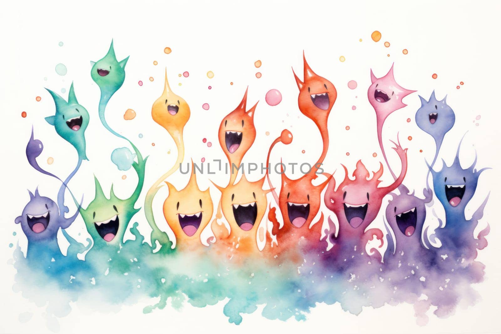 A whimsical portrayal of mischievous laughter sprites, their infectious joy and mirth radiating as they frolic through enchanted meadows.