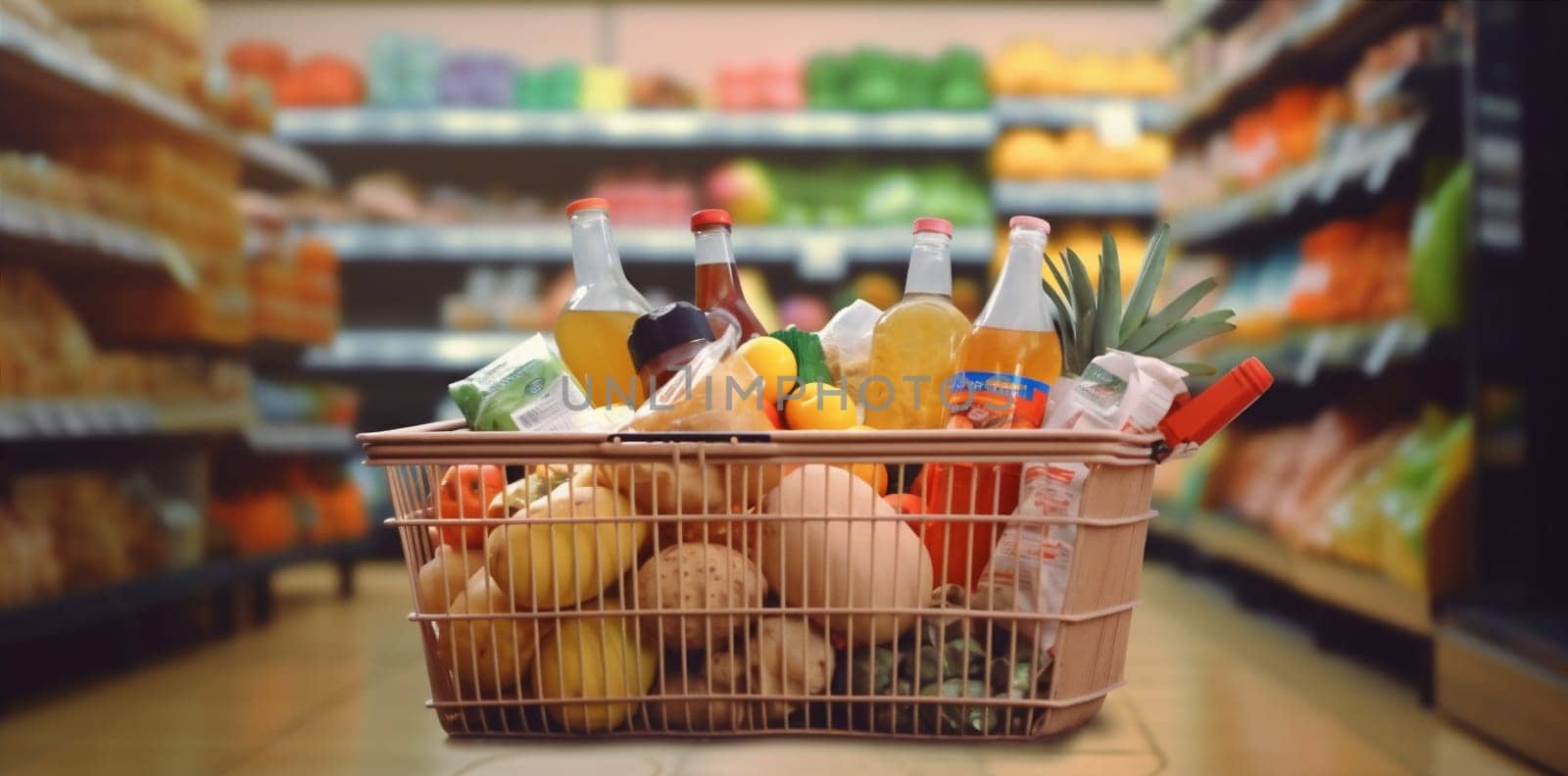 delivery market shopping shop basket food retail supermarket store grocery. Generative AI. by Vichizh