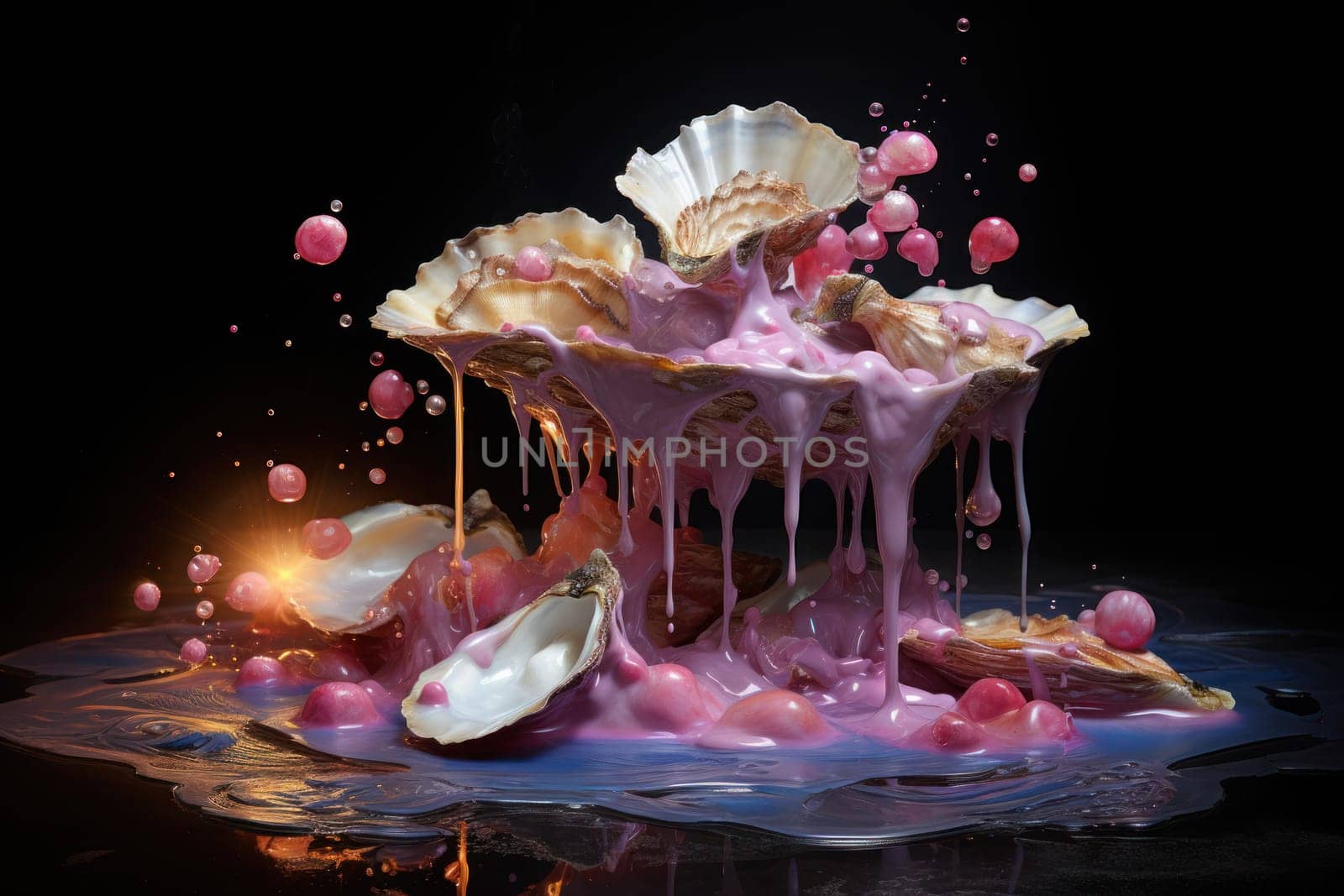 An enchanting depiction of radiant pearl oysters, tenderly nurturing exquisite pearls imbued with enigmatic properties.