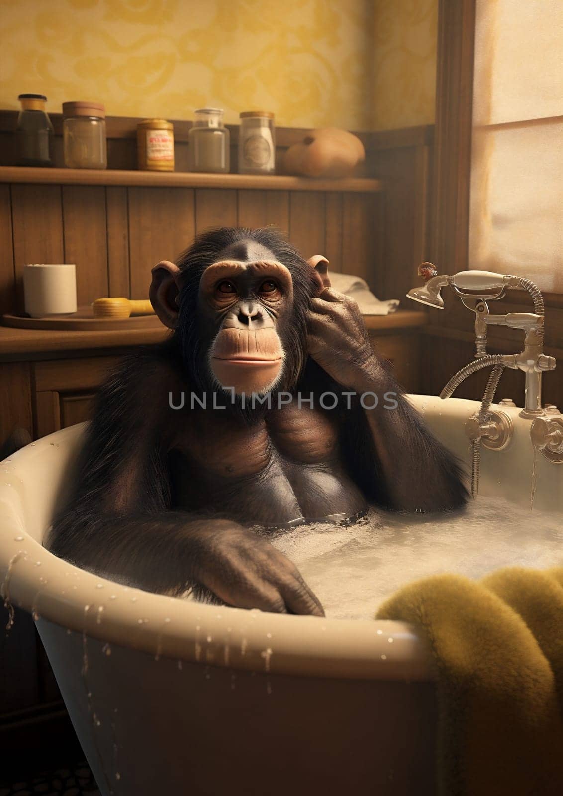 Endangered animals chimpanzee ape wild jungle primate wildlife nature monkey by Vichizh