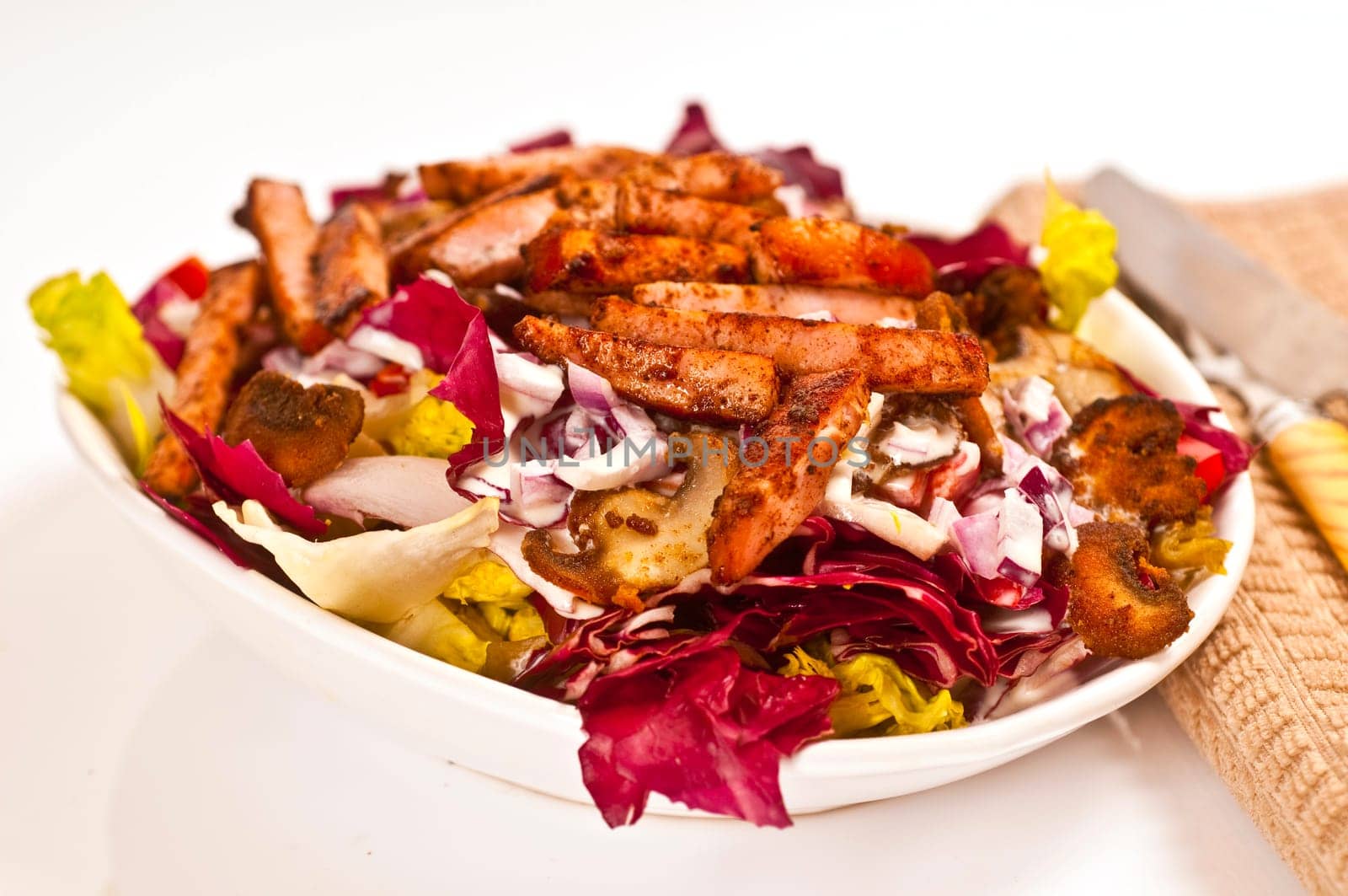 mixed salad with Kassler strips