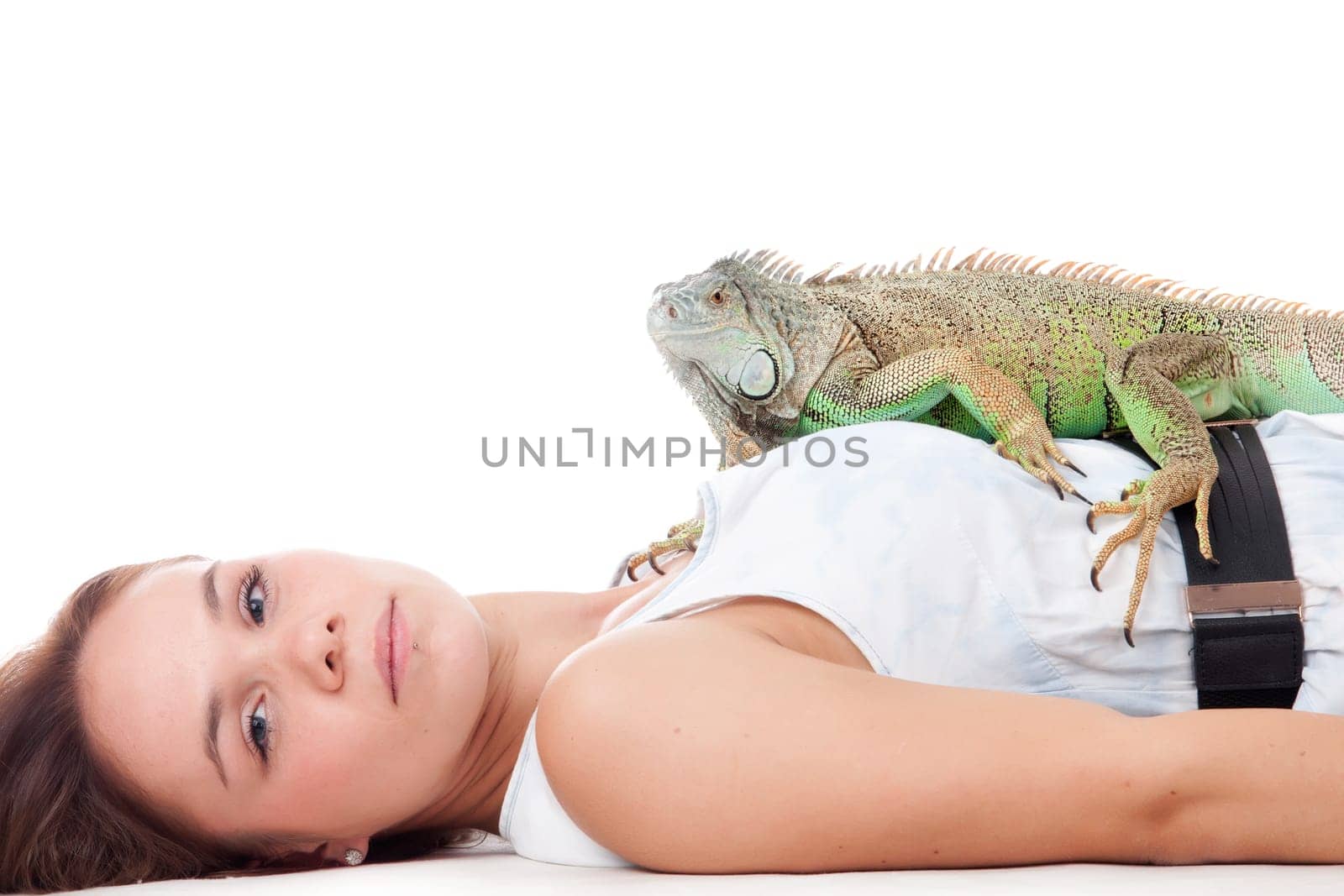 Young adults in a white studio having fun