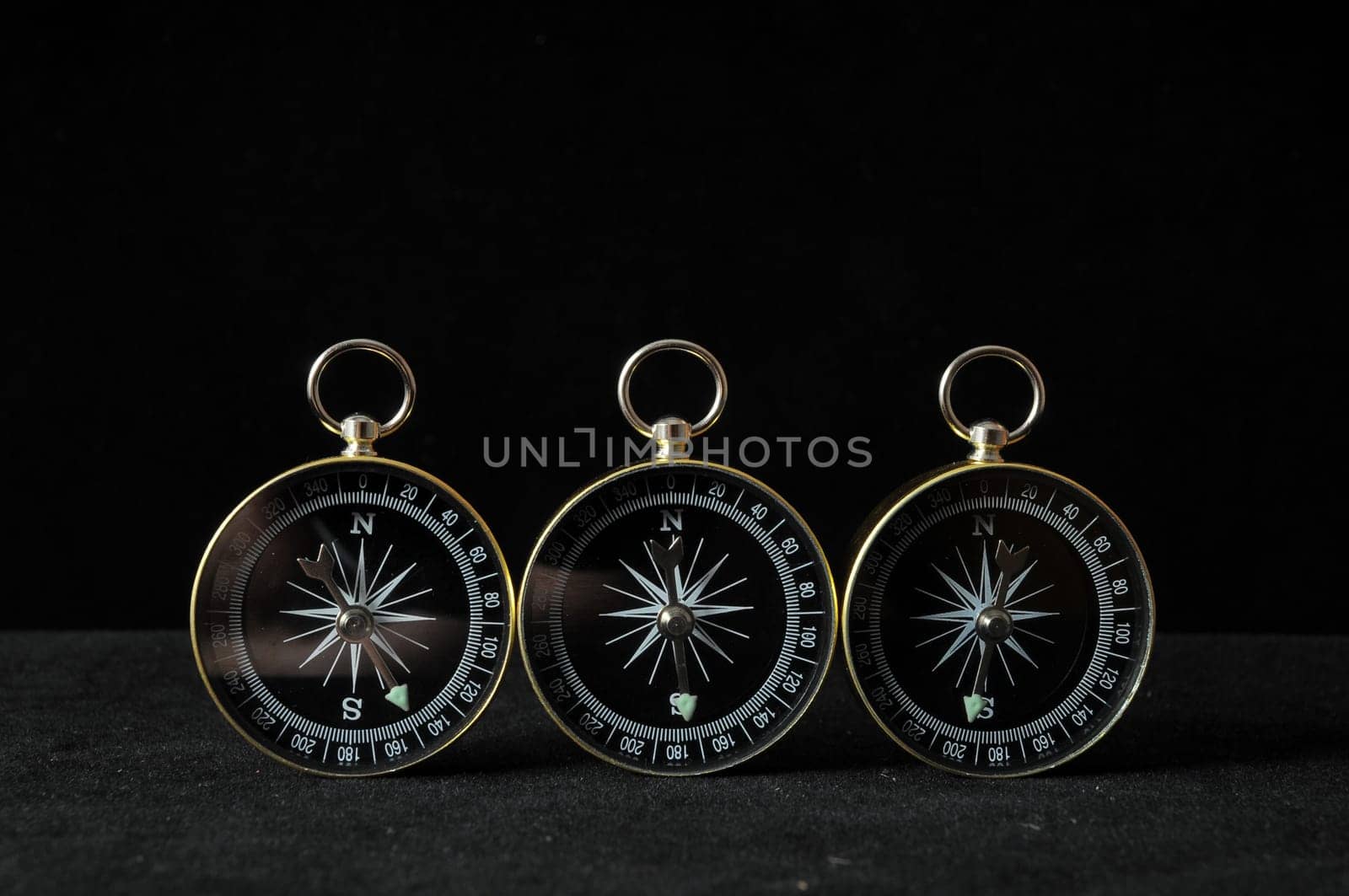 Orientation Concept Compass Indicating Differents Directions on a Black Background