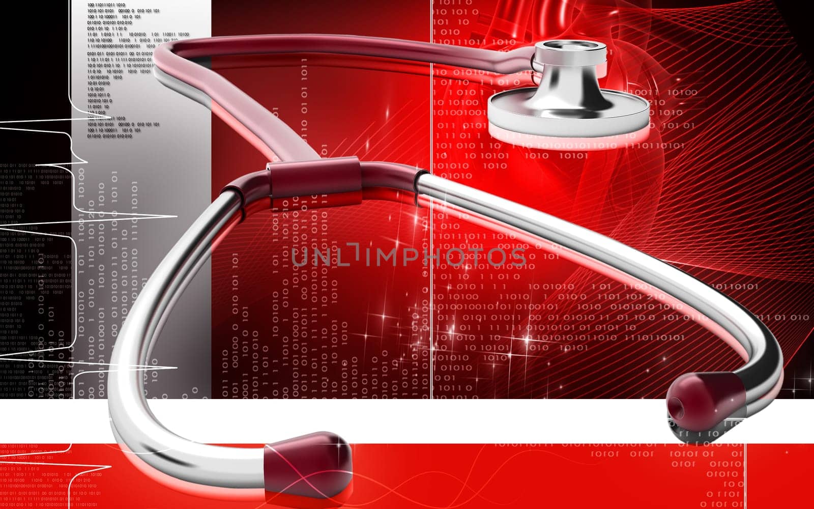Digital illustration of stethoscope in colour background