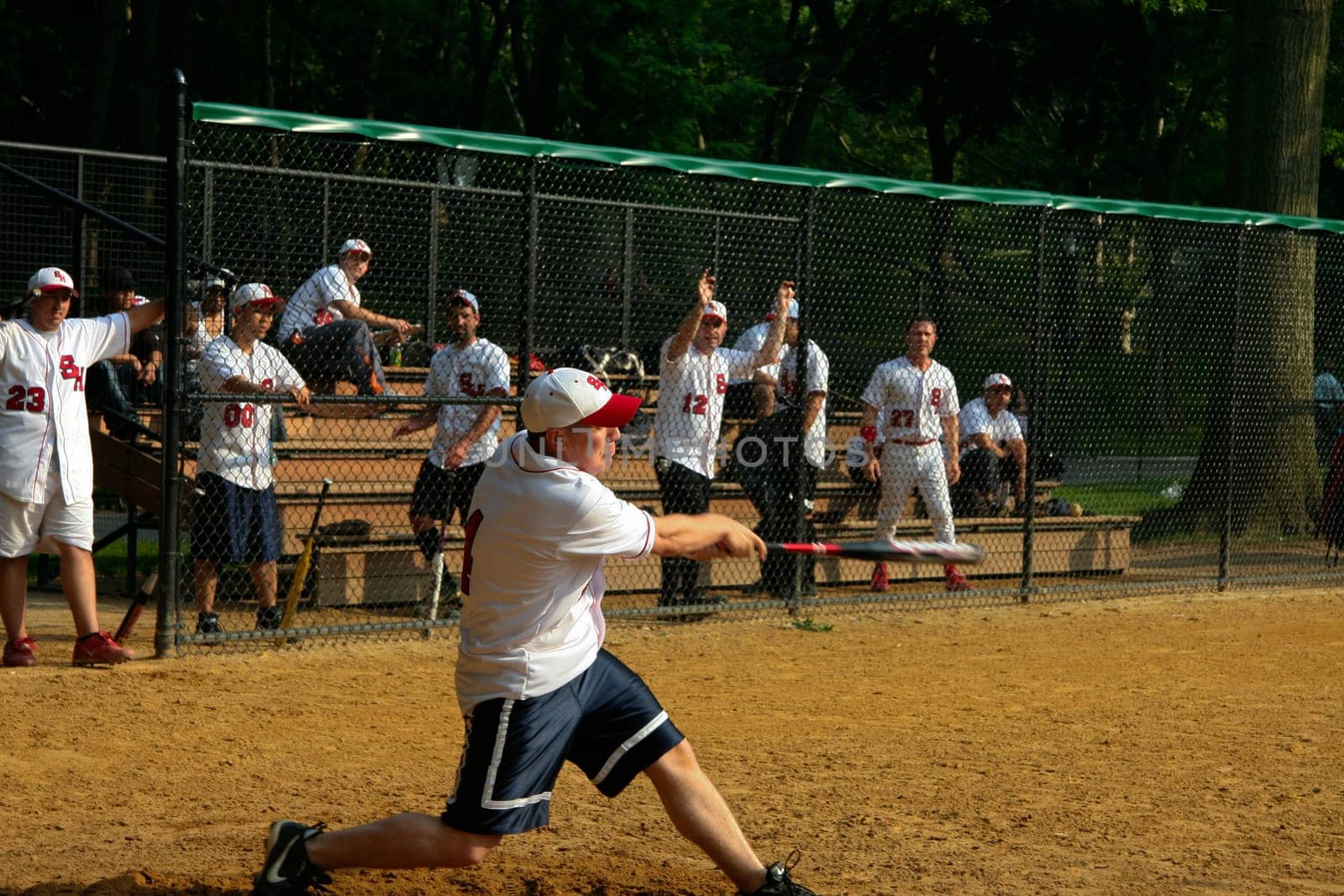 NEW YORK CITY - JUNE 23: Baseball team playing at Heckscher Ballfields in Central Park on June 23, 2008.There are 26 softball and baseball fields open to the public in Central Park