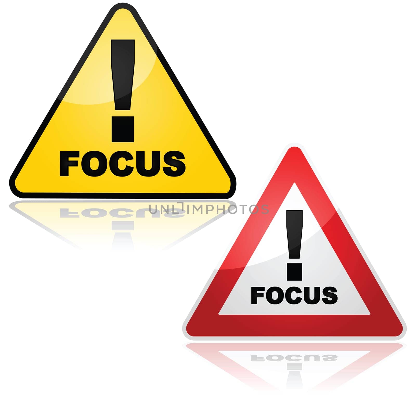 Concept illustration showing a sign warning the person to focus