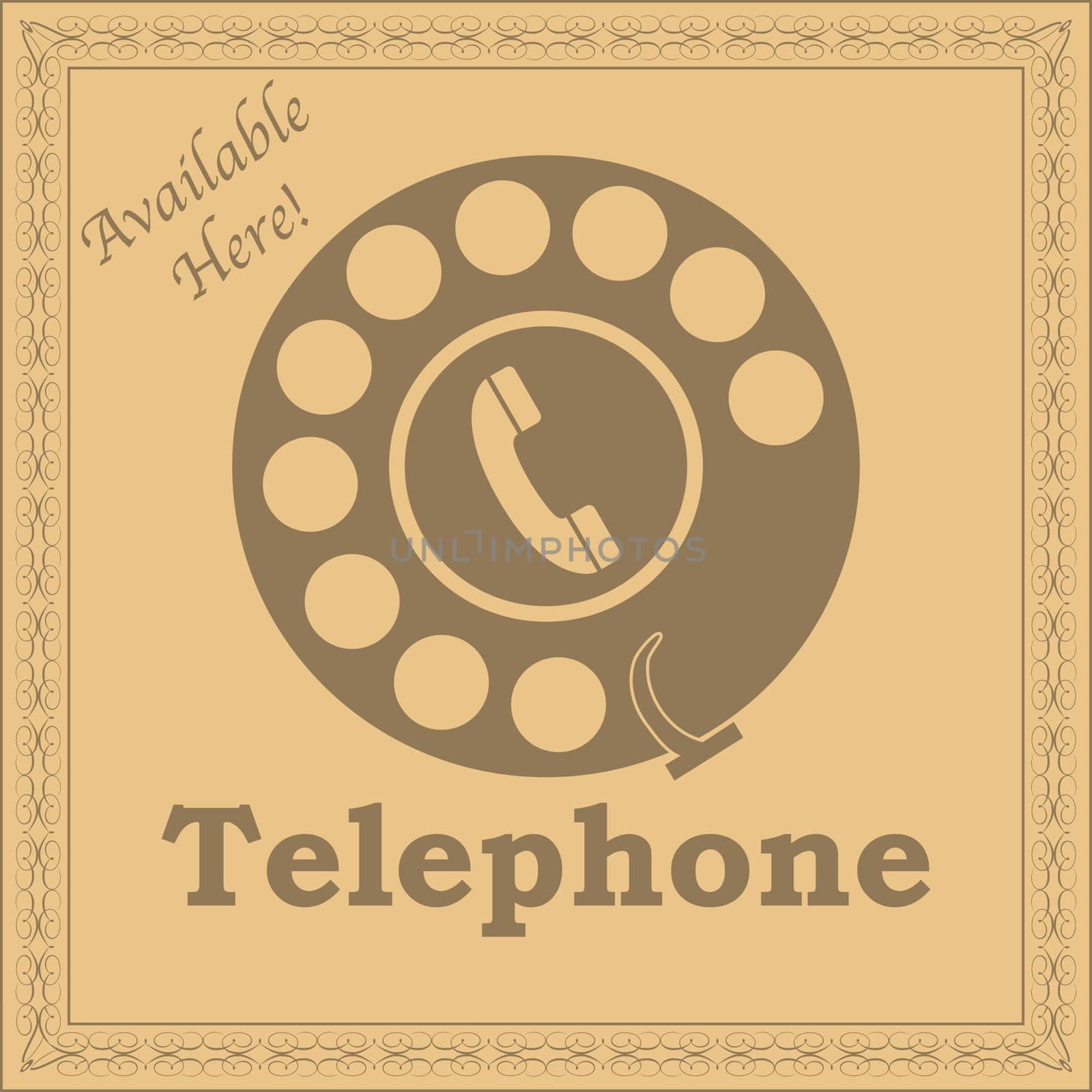 Concept illustration showing a rotary phone dial in retro style