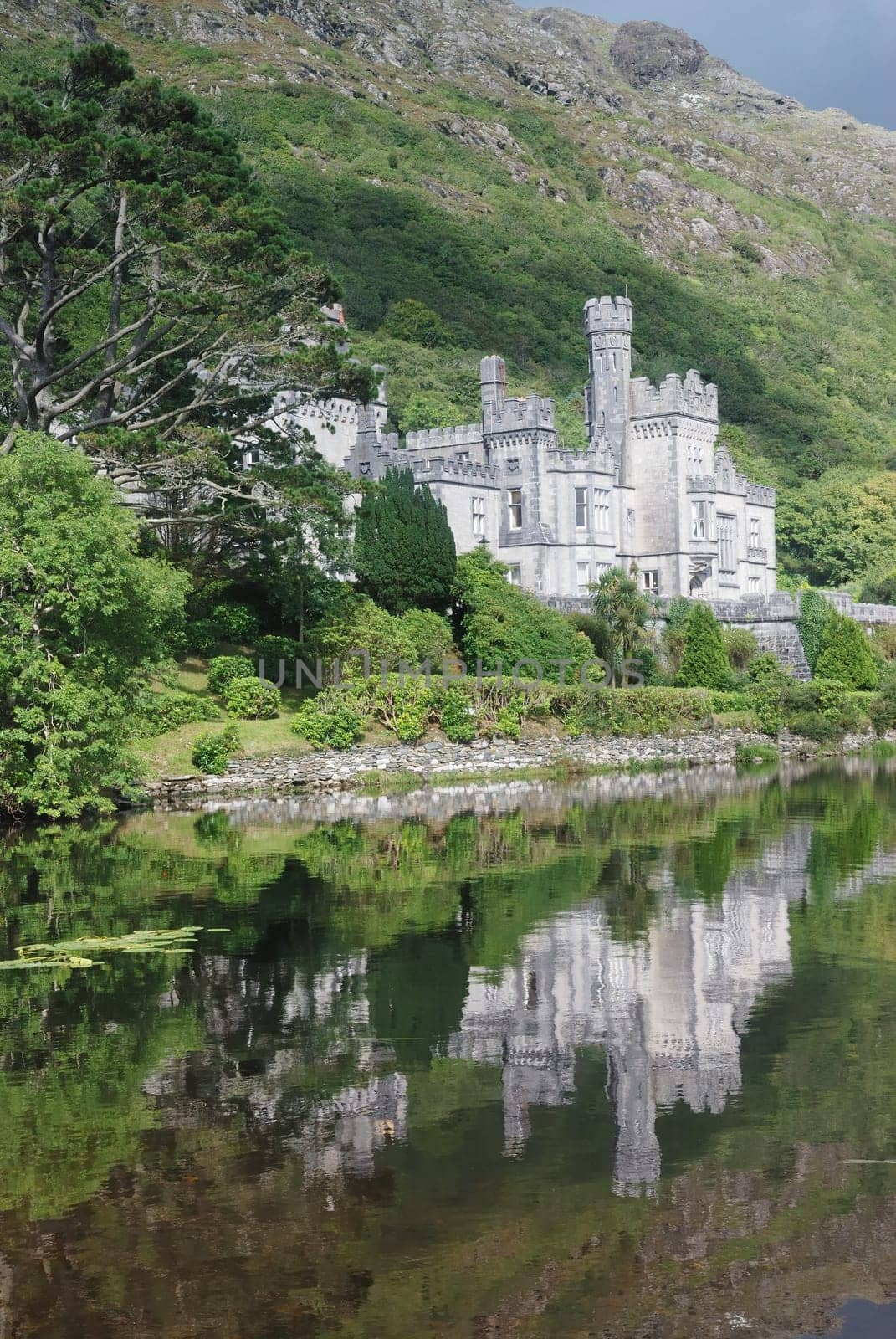 Kylemore abbey reflexes in lake with beautiful nature around