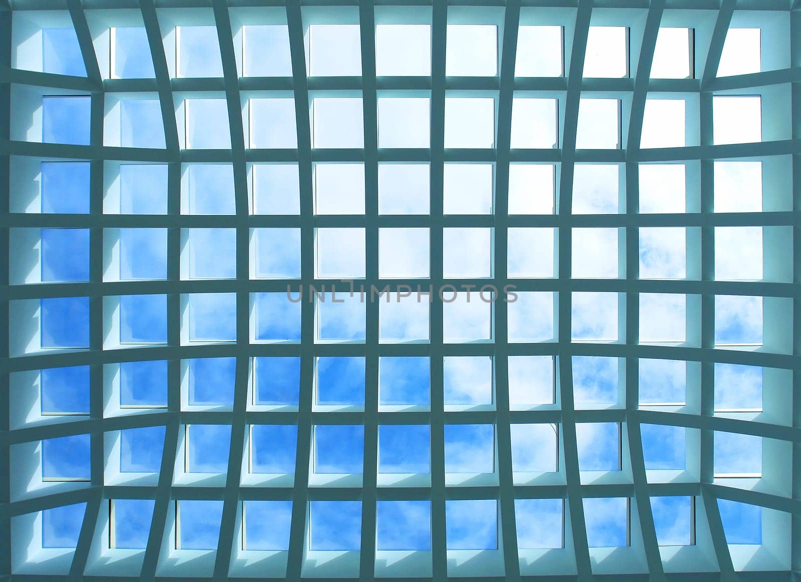 Geometric pattern ceiling of office building