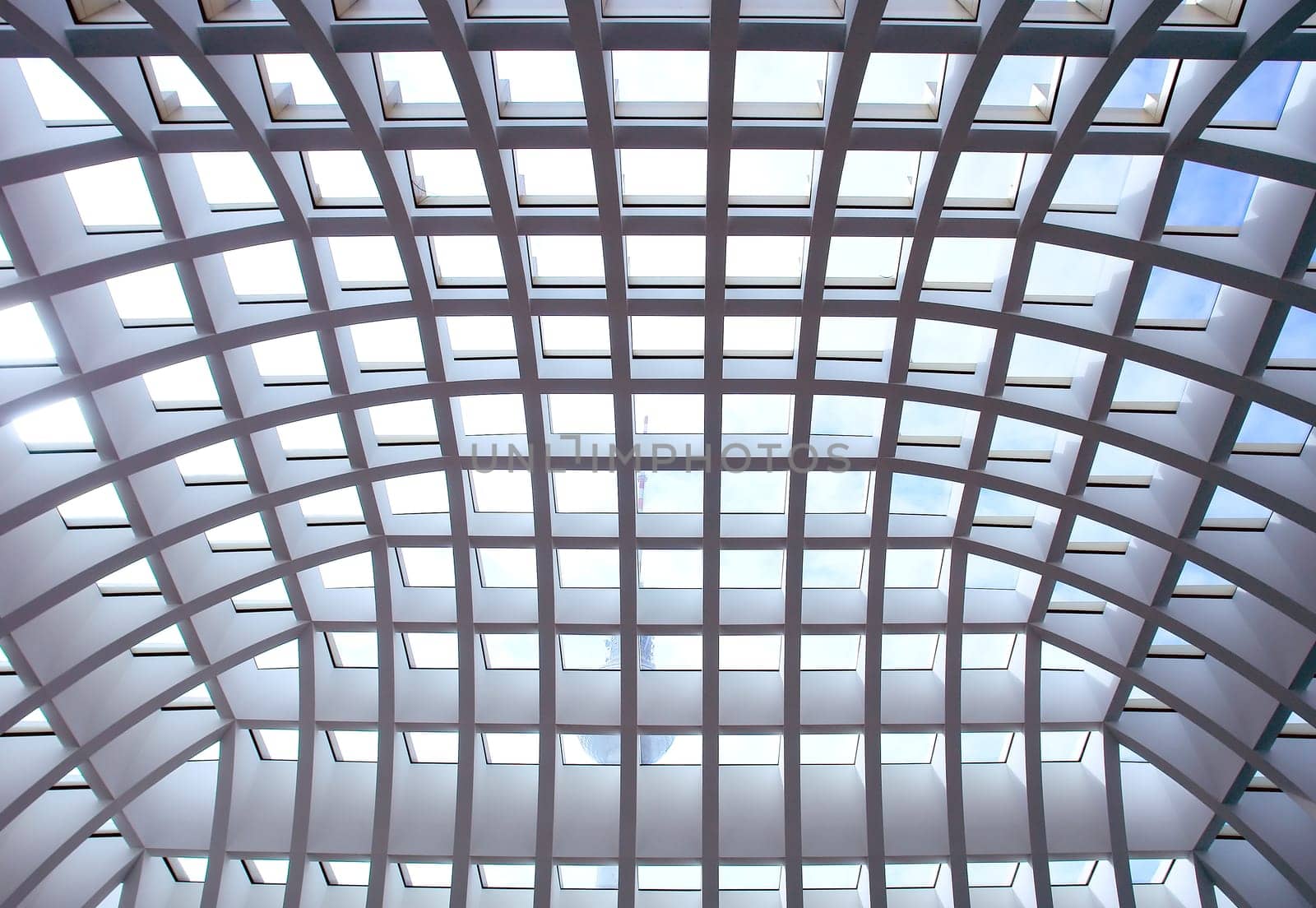 Geometric pattern ceiling of office building