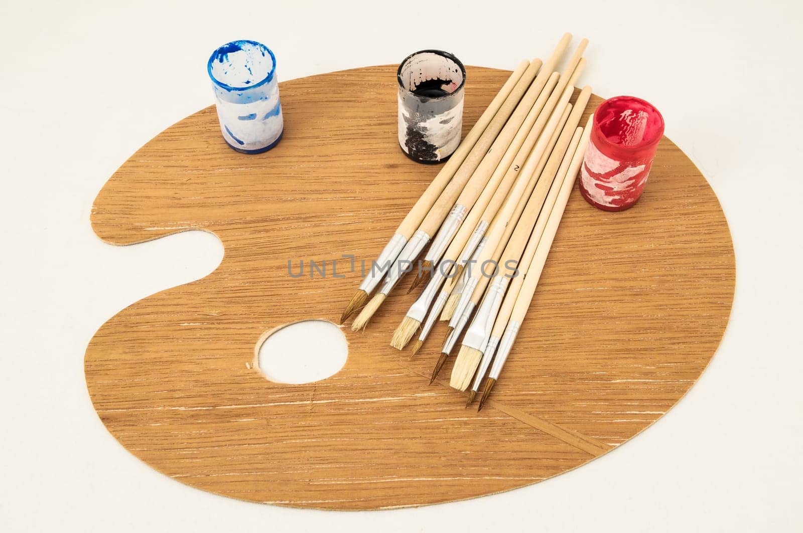 New Painting Wooden Palette on a White Background