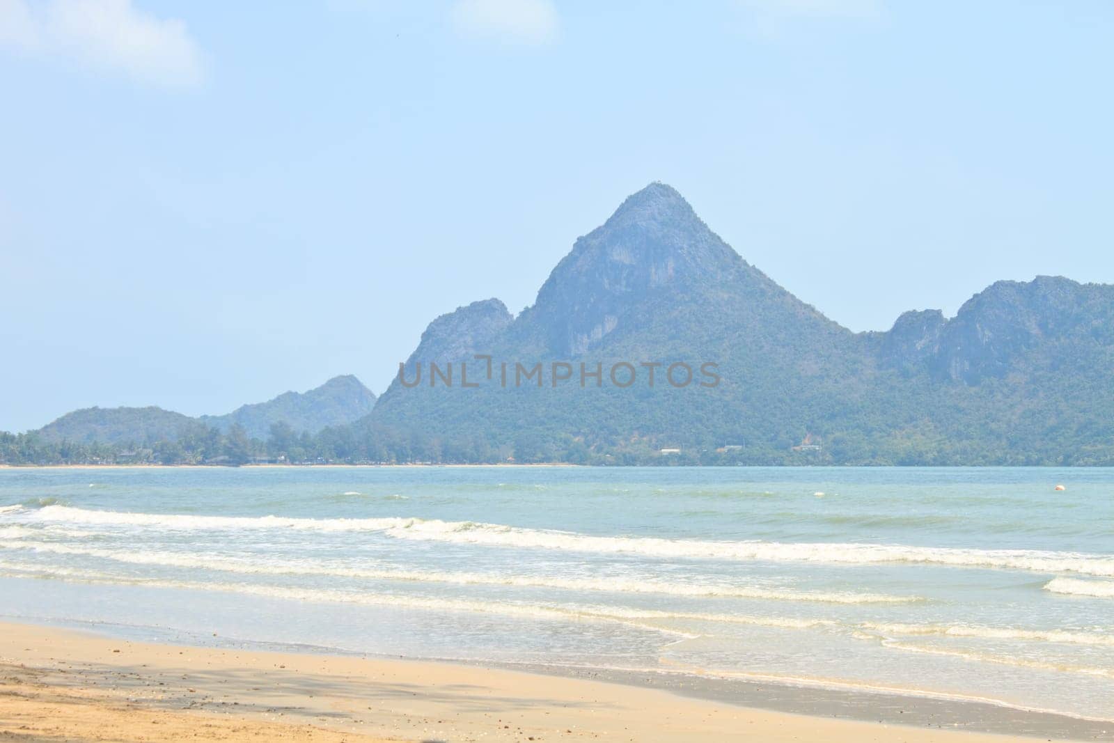 Low tide in the beautiful bay of Manao Ao Manao in Prachuap Khiri Khan, Southern Thailand