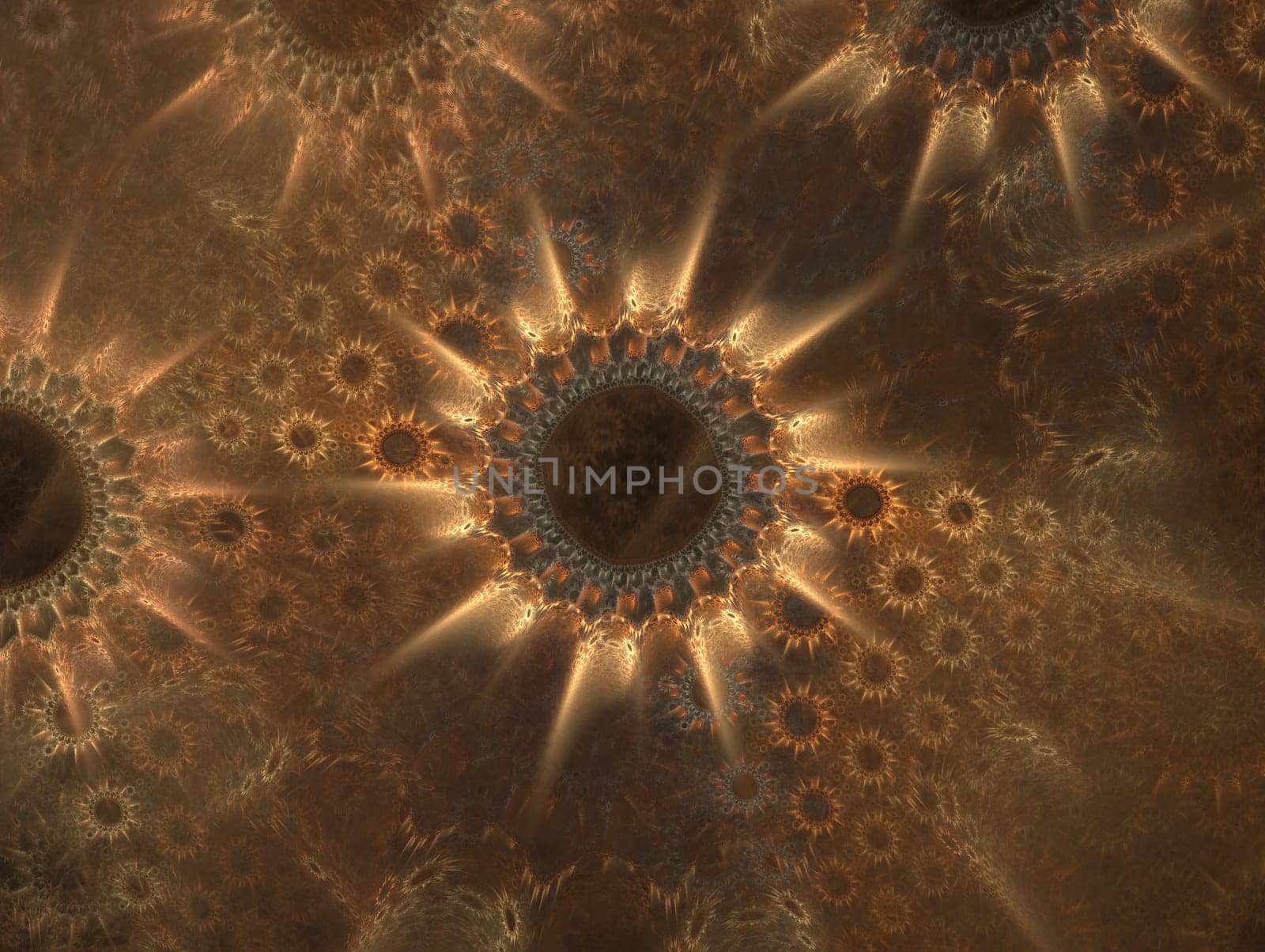 Glowing sunflowers. Abstract illustration with high detail.