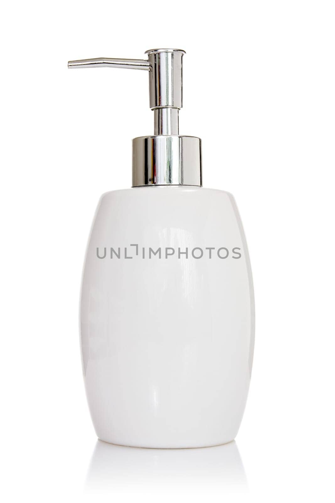 Elegant liquid soap dispenser isolated on white background