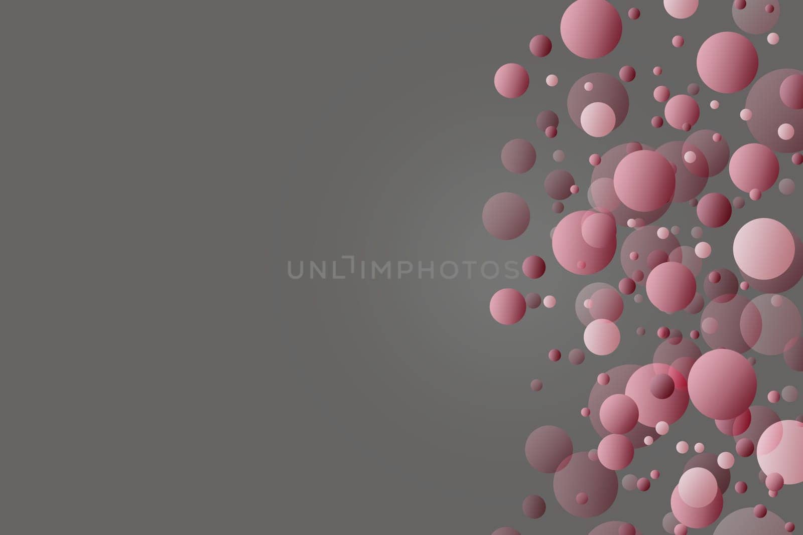 The red  balls on gray background. Balls are placed on the right side of the image.