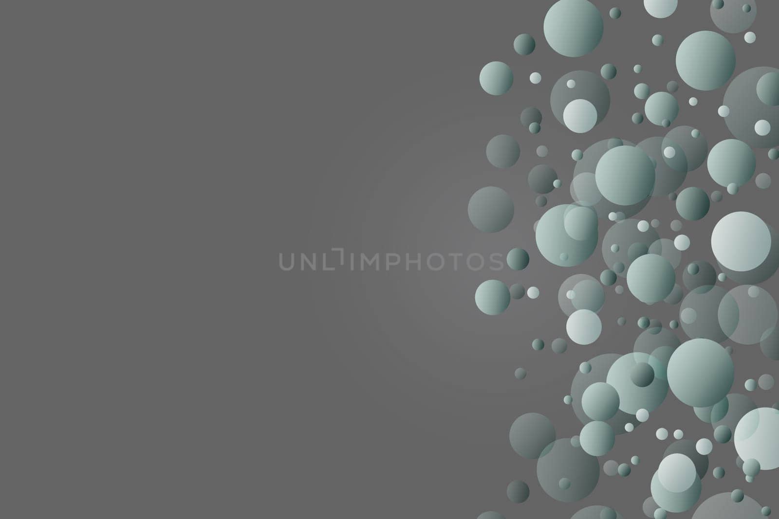 The teal color balls on gray background. Balls are placed on the right side of the image.