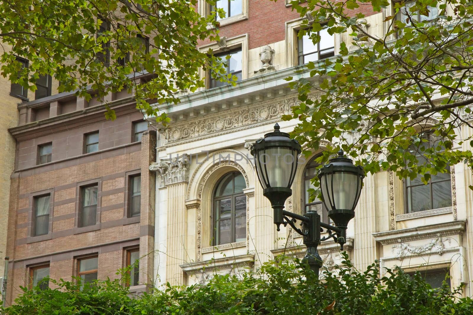 Closeup view of Bryant Park in New York City