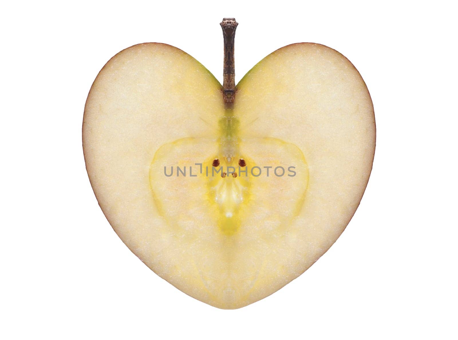Detail of the slice of apple on white background