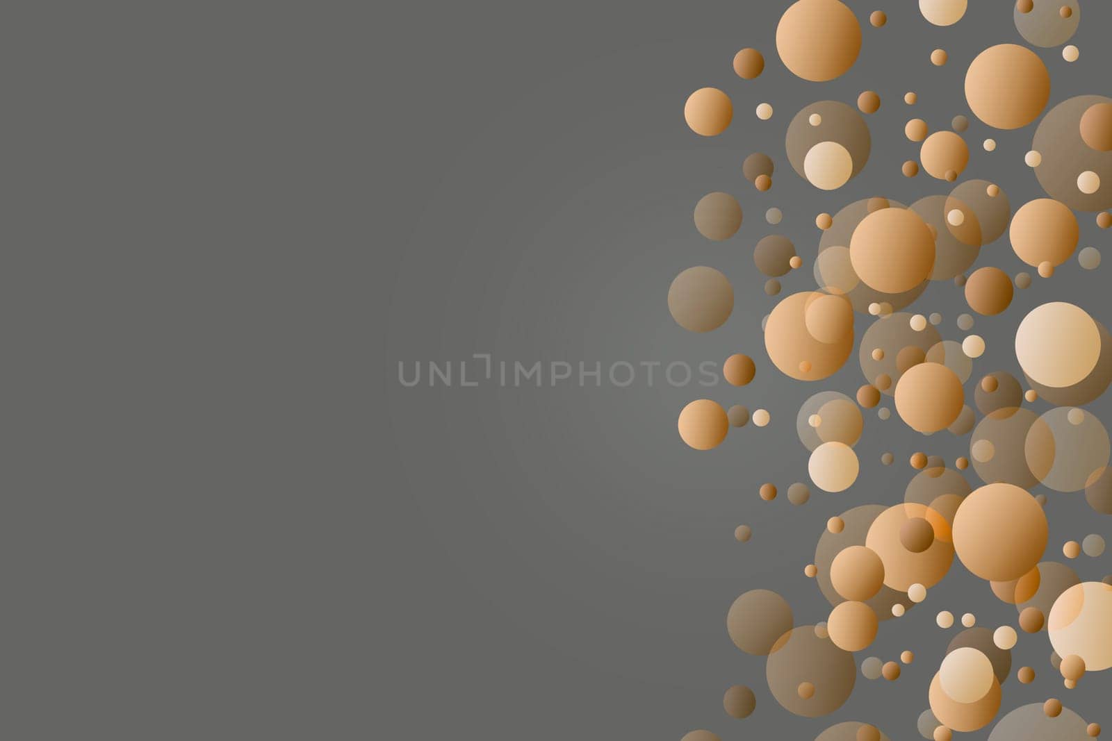 The orange balls on gray background. Balls are placed on the right side of the image.