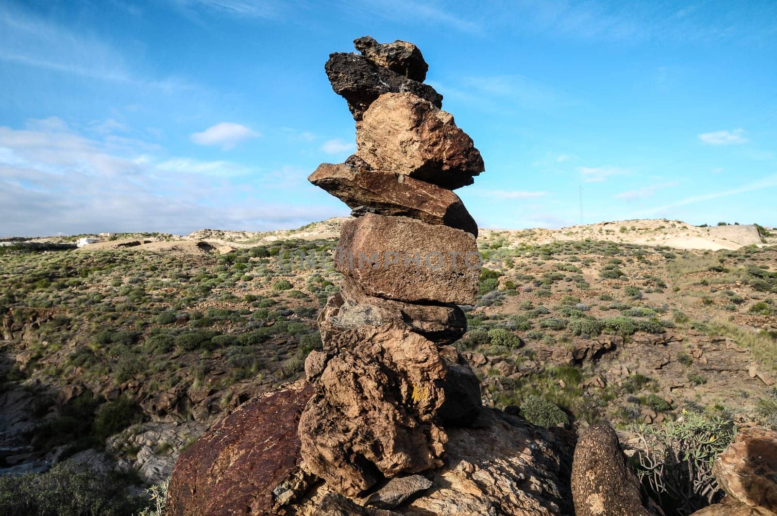 Buddist Volcanic Rocks Column in Tenerife Canary Islands Spain