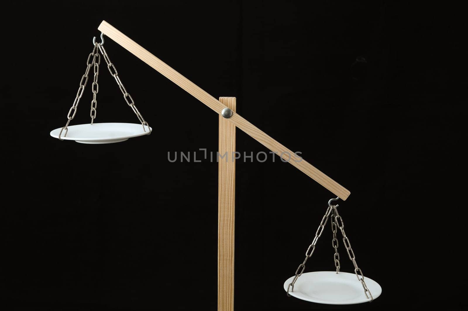 Two White Pan Balance on a Black Background